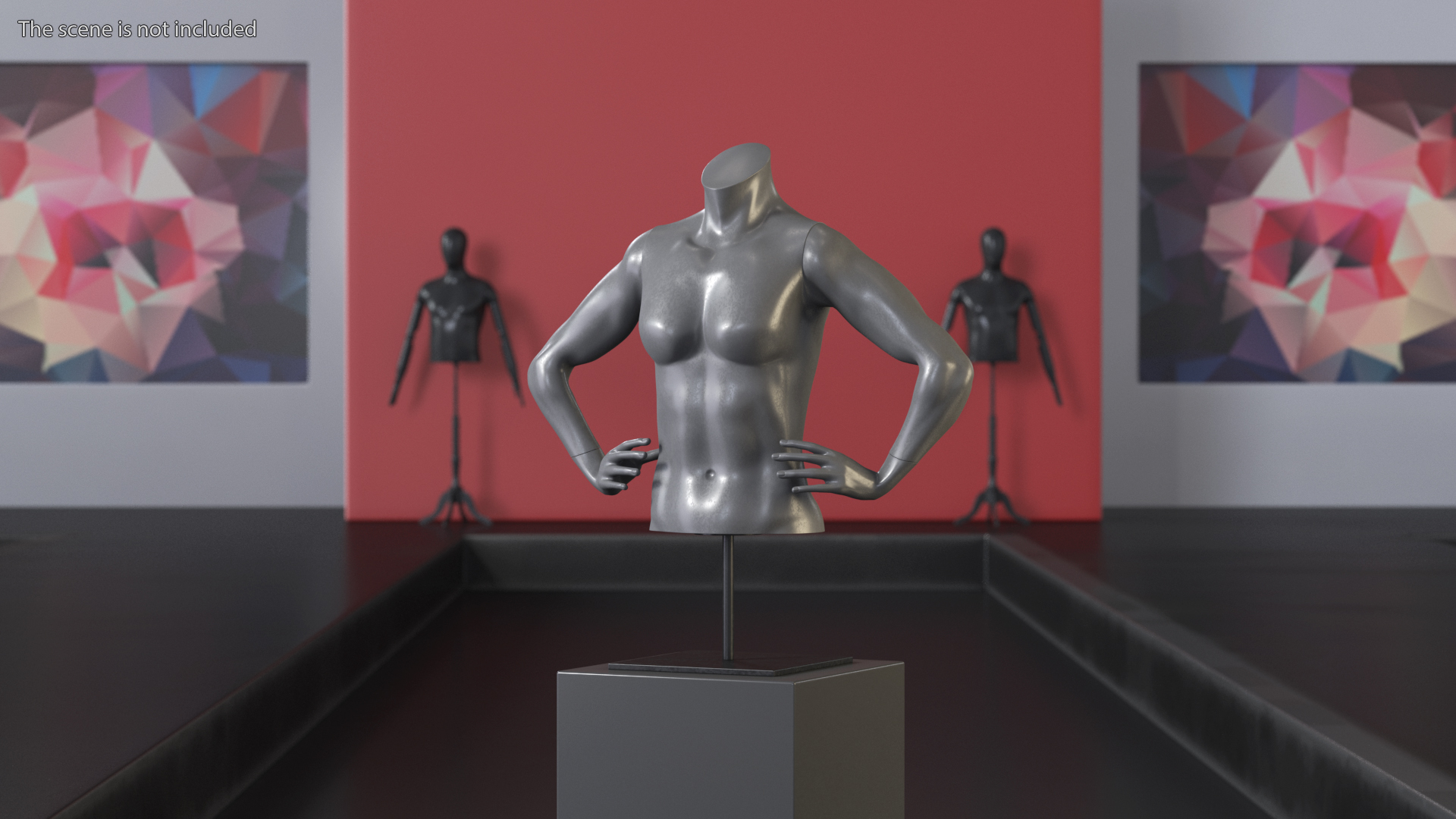 3D model Female Torso Sports Mannequin Black