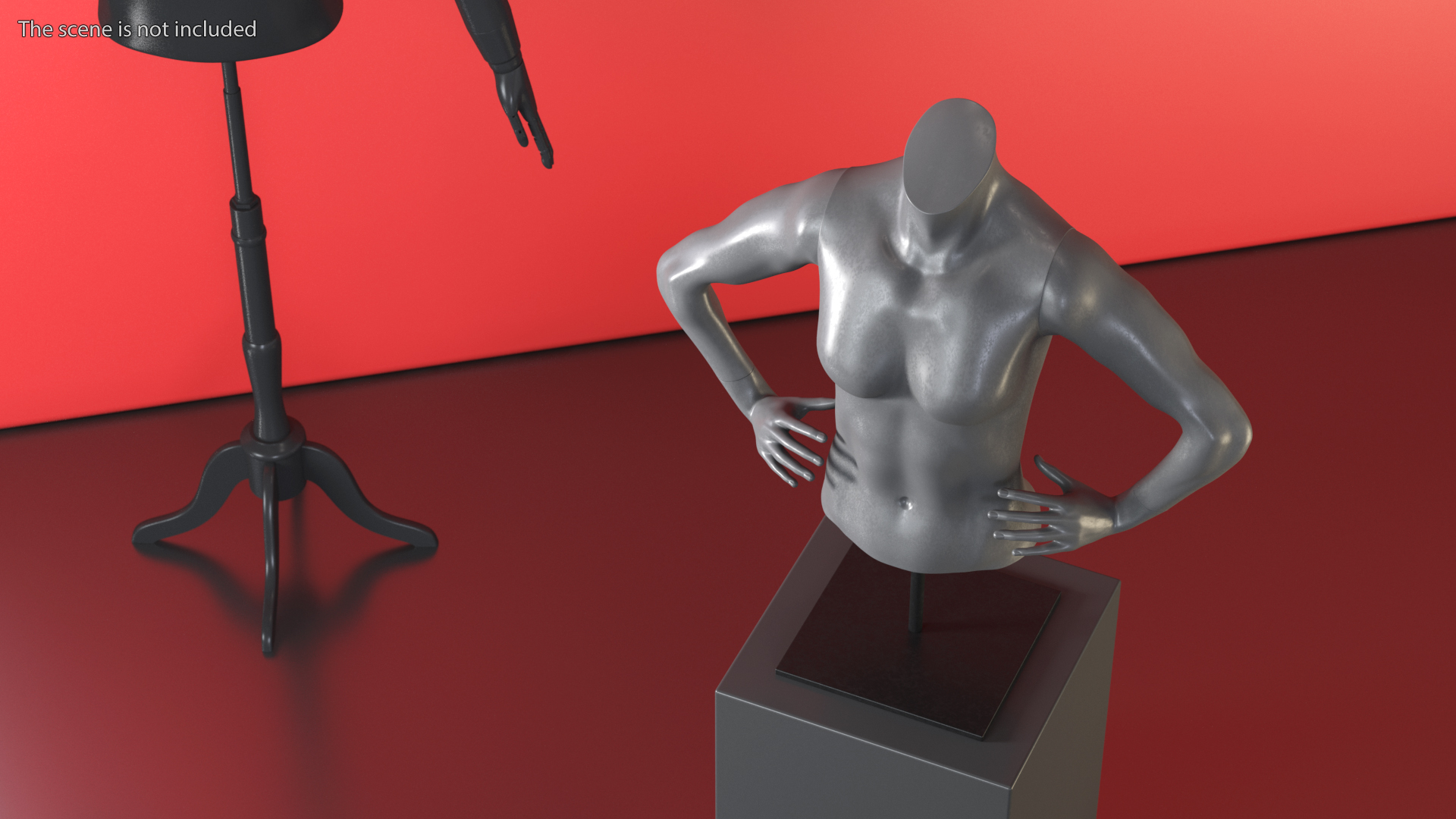 3D model Female Torso Sports Mannequin Black