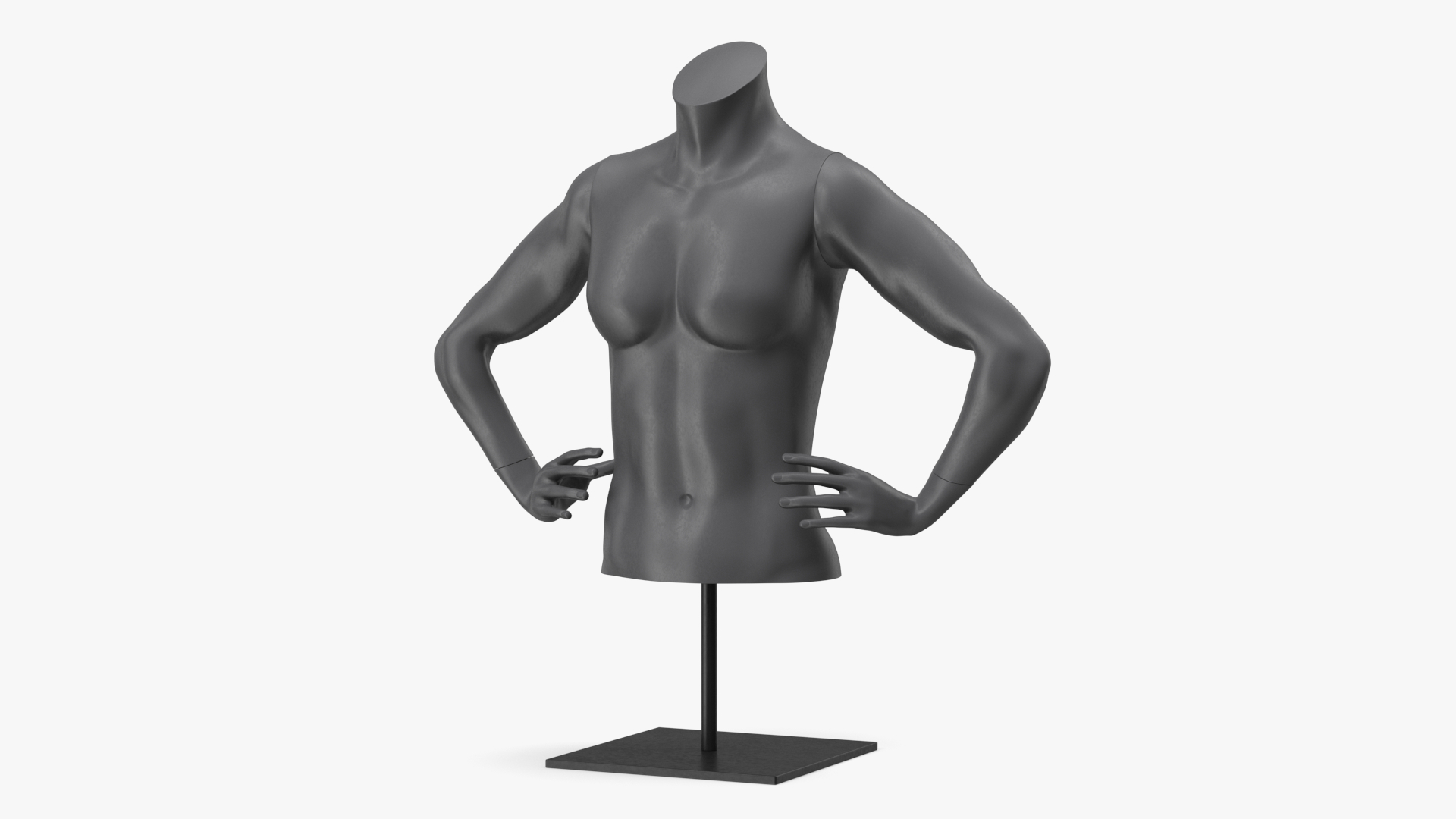 3D model Female Torso Sports Mannequin Black