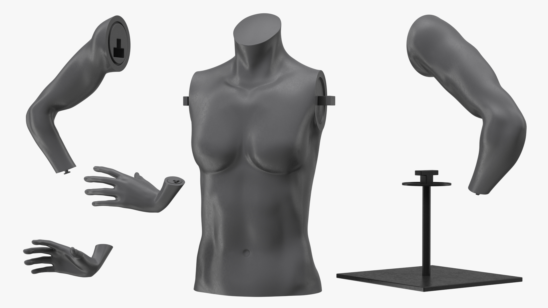 3D model Female Torso Sports Mannequin Black