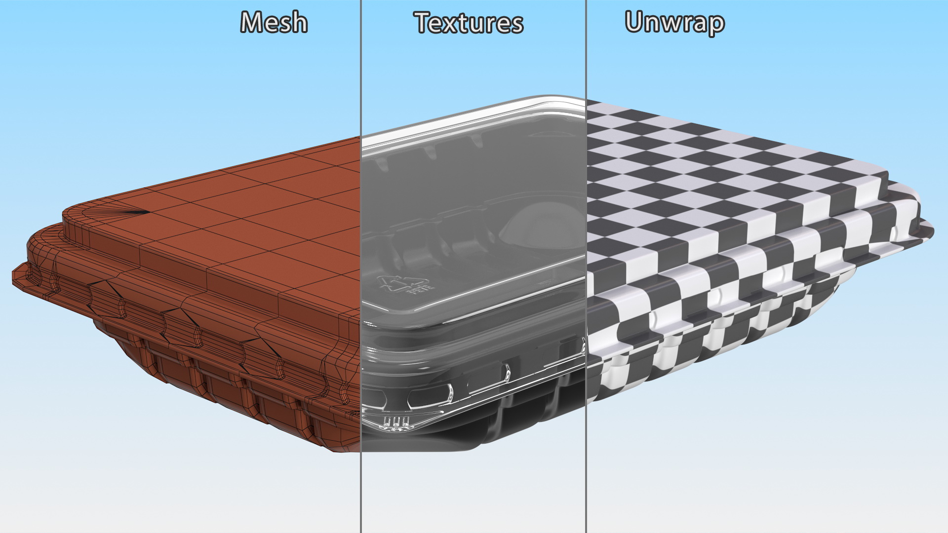 Plastic Take Out Container with Lid Black 18x13cm 3D model