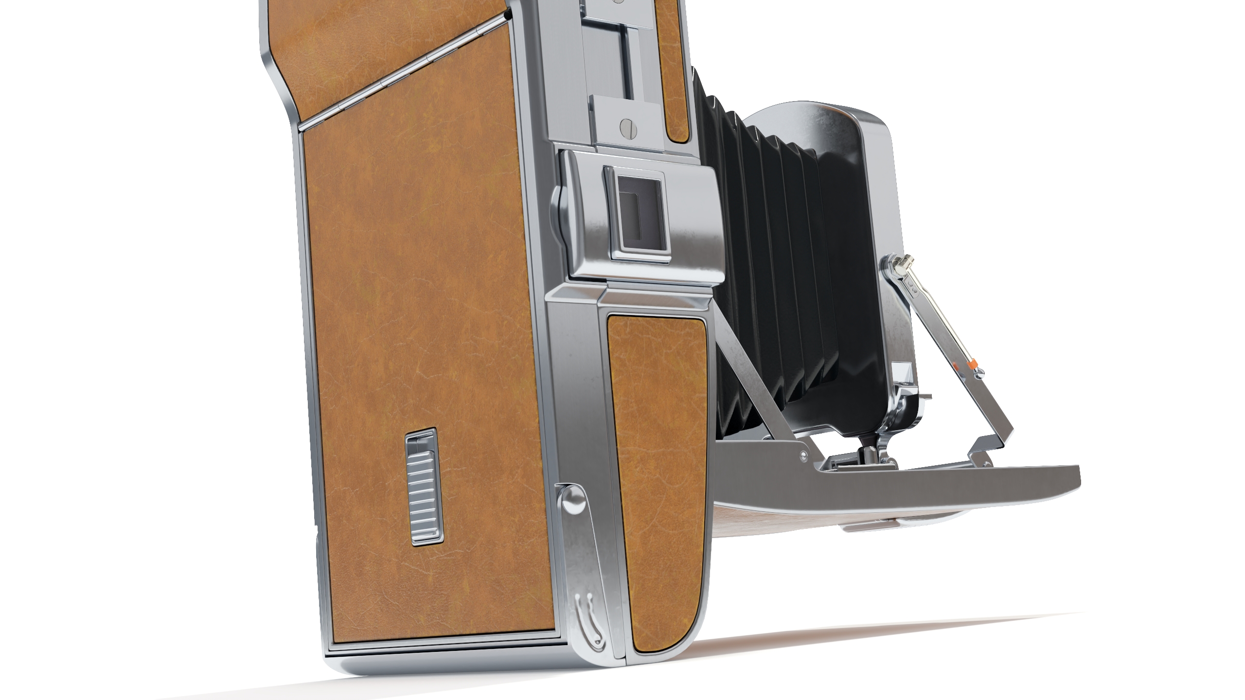3D Vintage Folding Camera in Leather Case model