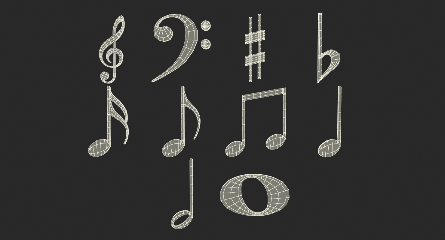 3D model Golden Musical Notes