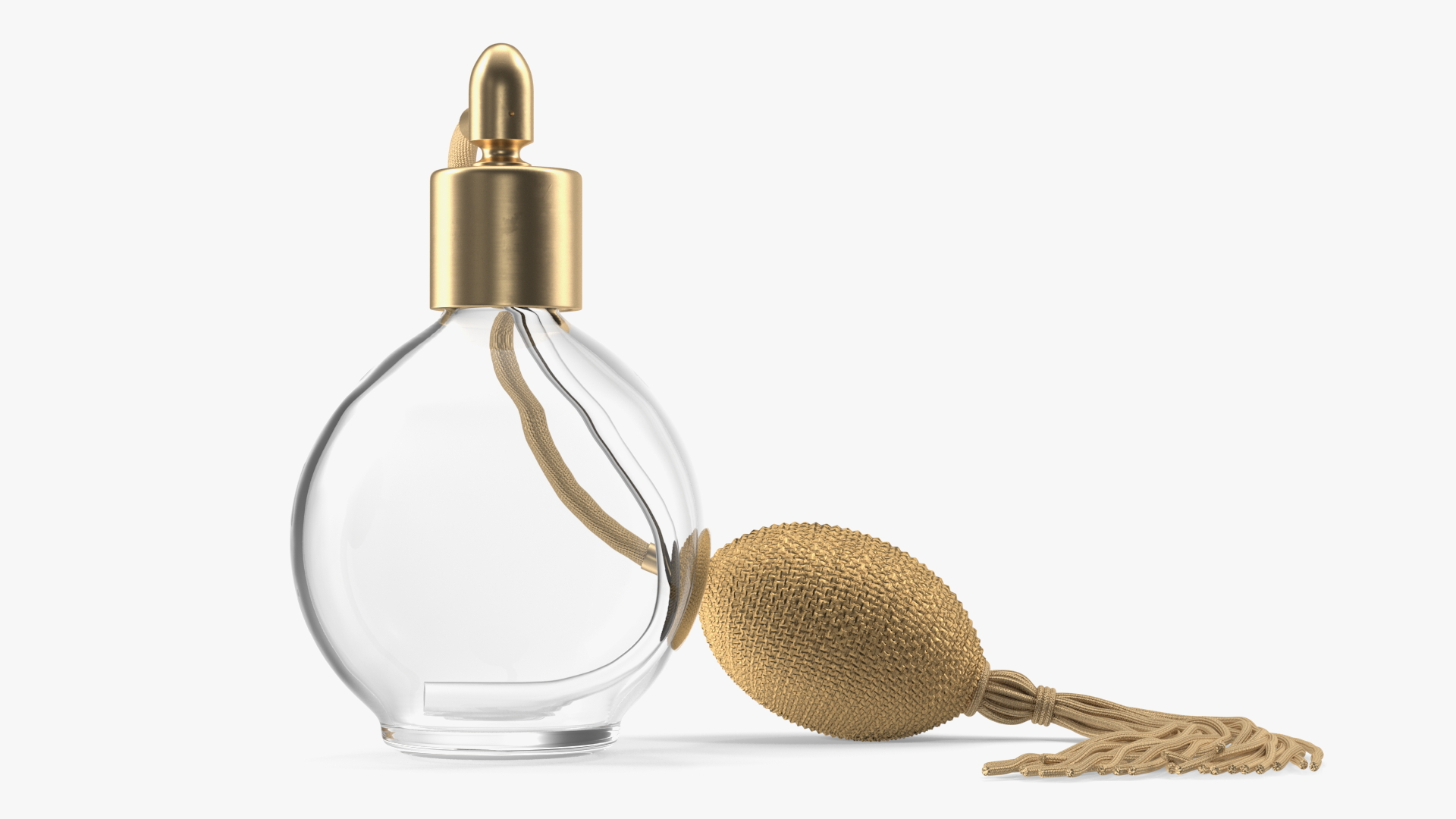 Empty Golden Perfume Bottle with Hose Pump 3D