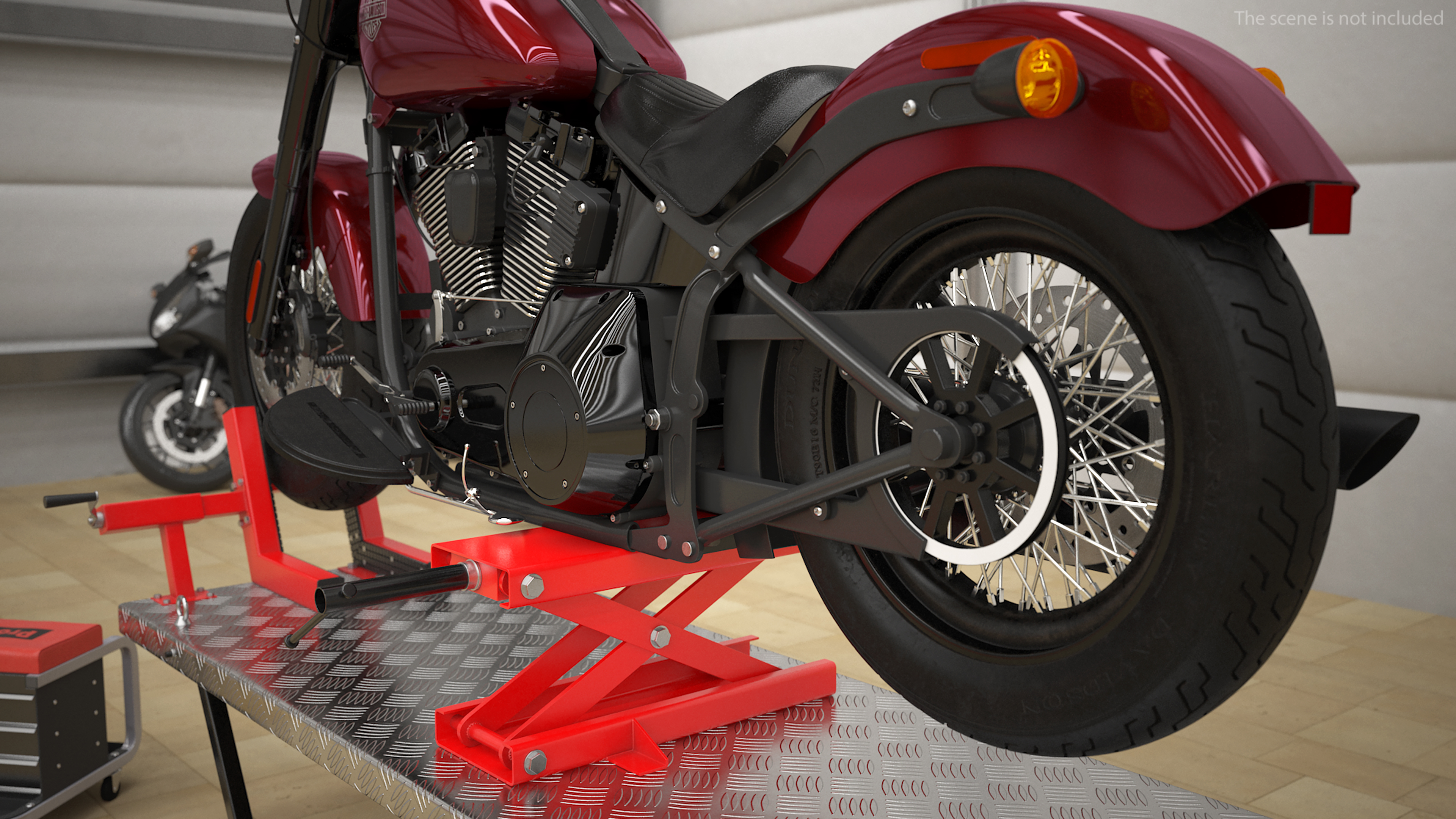 QuickJack Motorcycle Lift with Harley Davidson Softail Slim 3D model