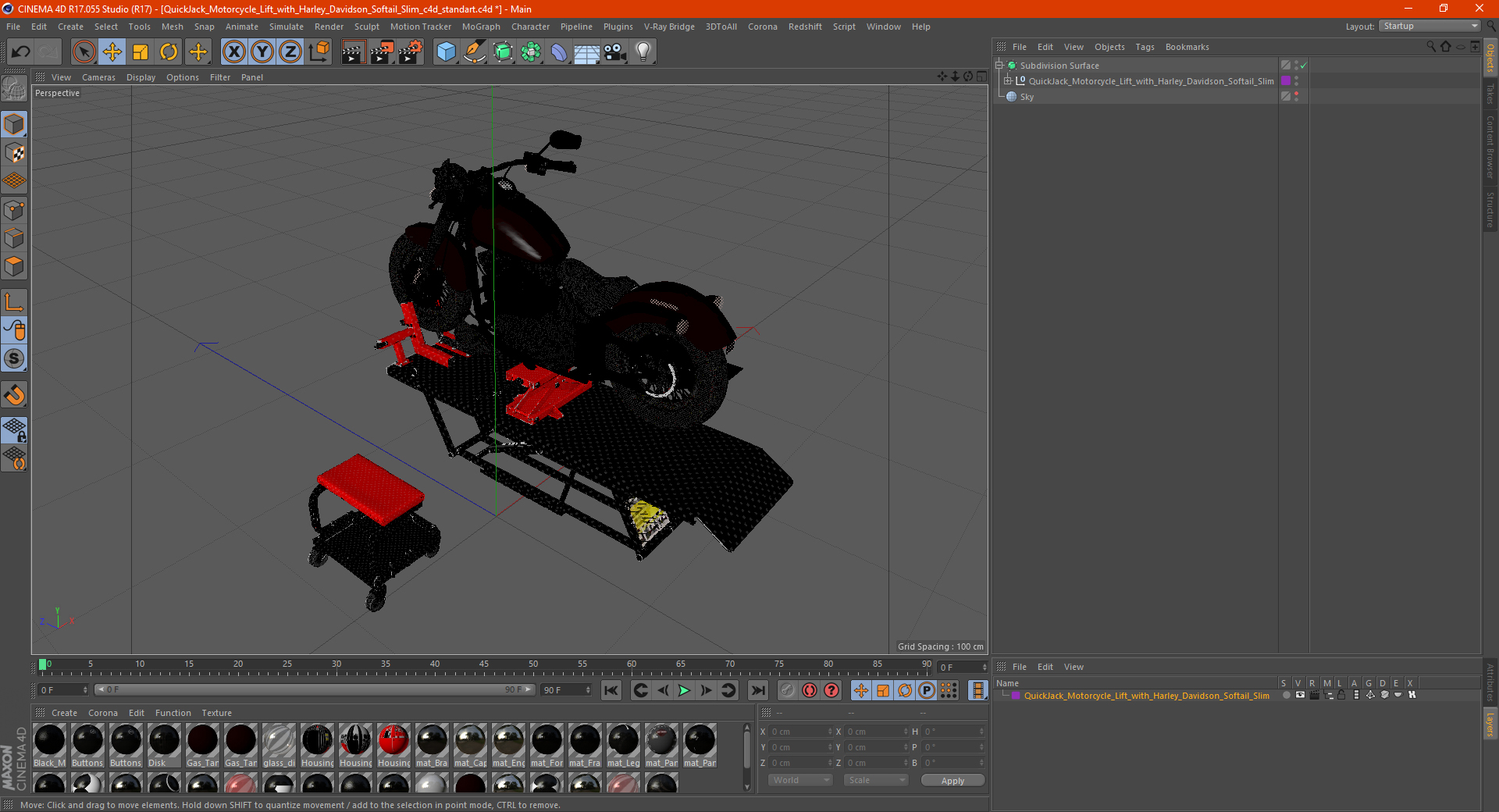 QuickJack Motorcycle Lift with Harley Davidson Softail Slim 3D model