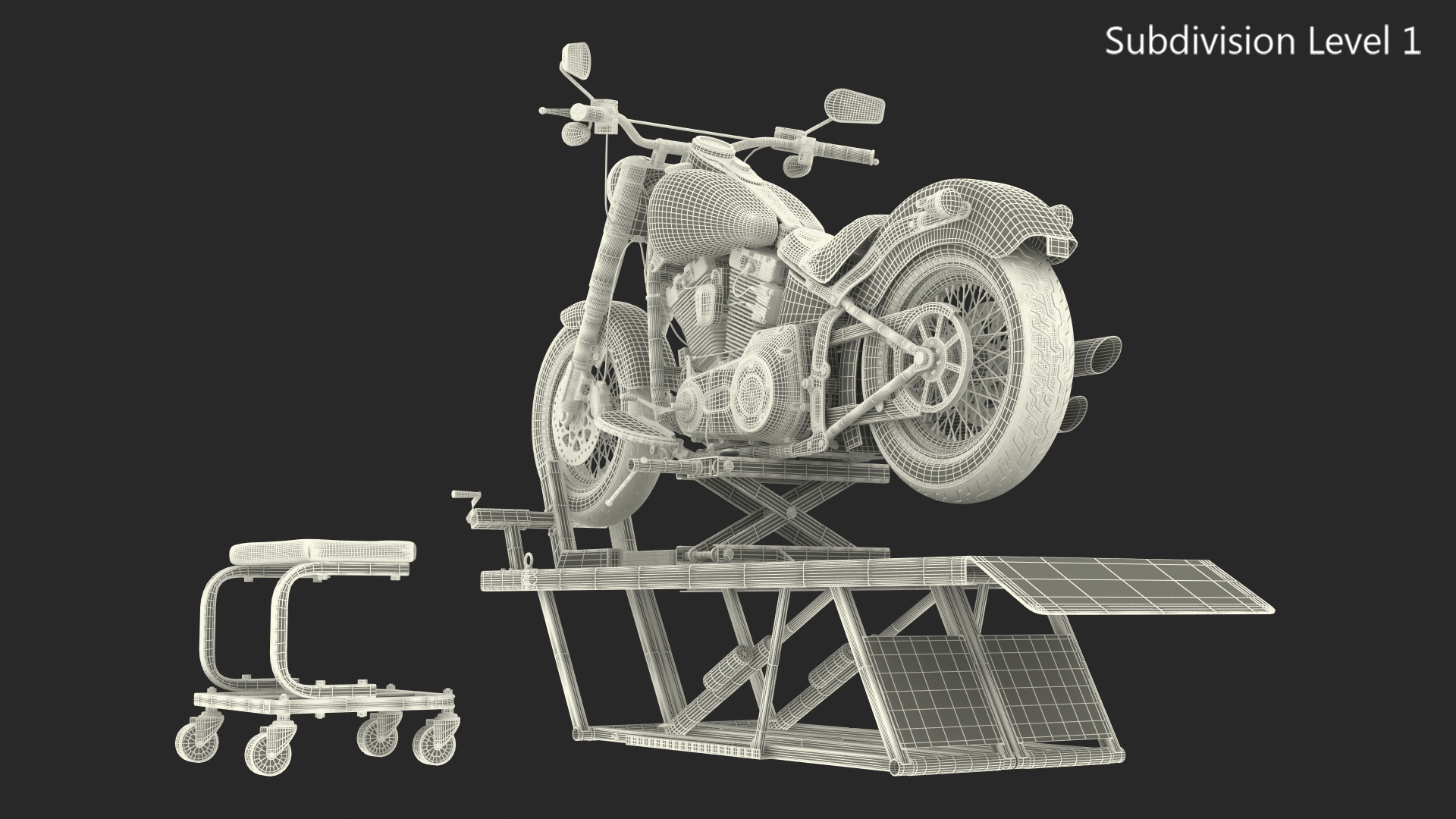 QuickJack Motorcycle Lift with Harley Davidson Softail Slim 3D model