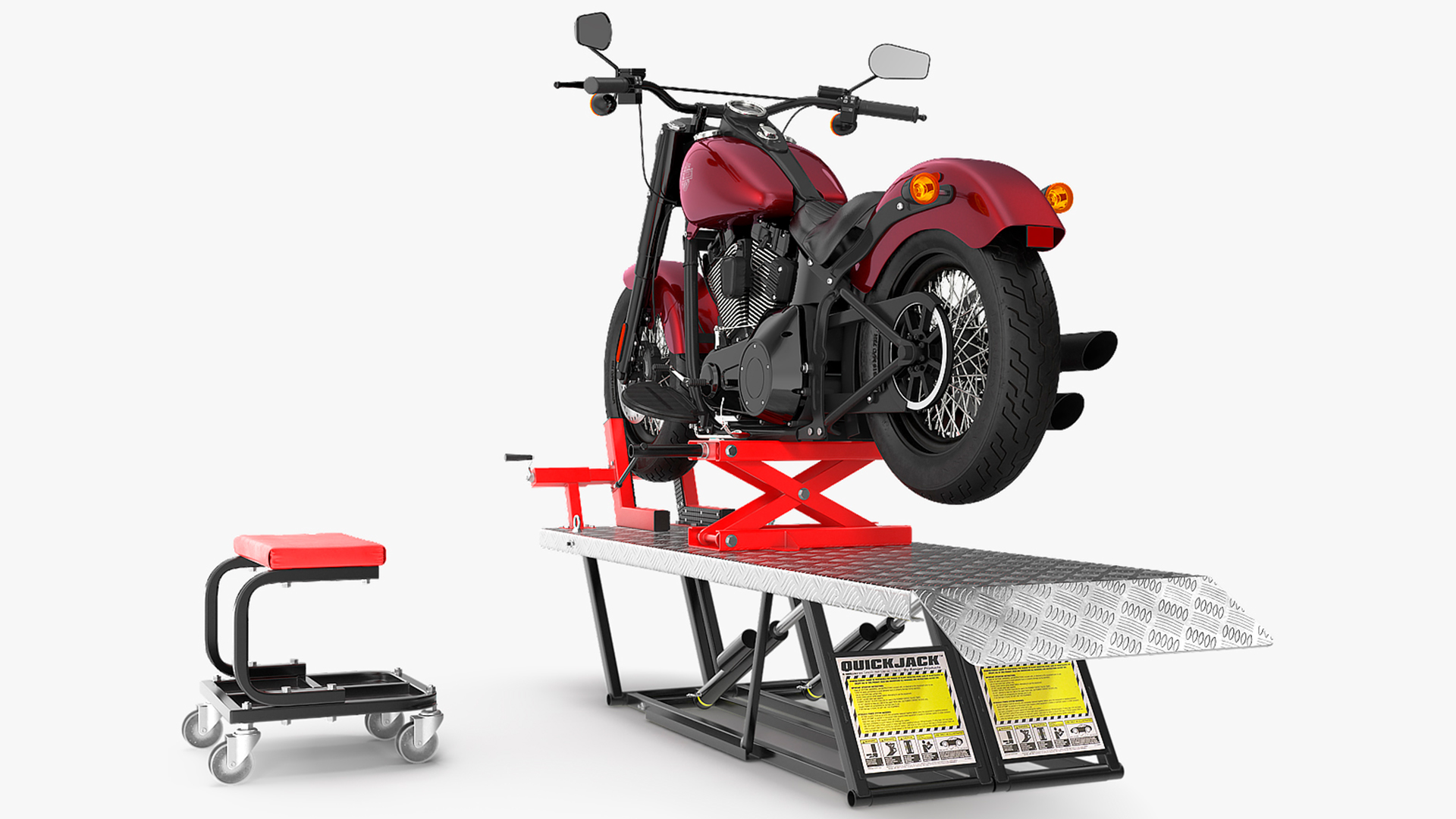 QuickJack Motorcycle Lift with Harley Davidson Softail Slim 3D model