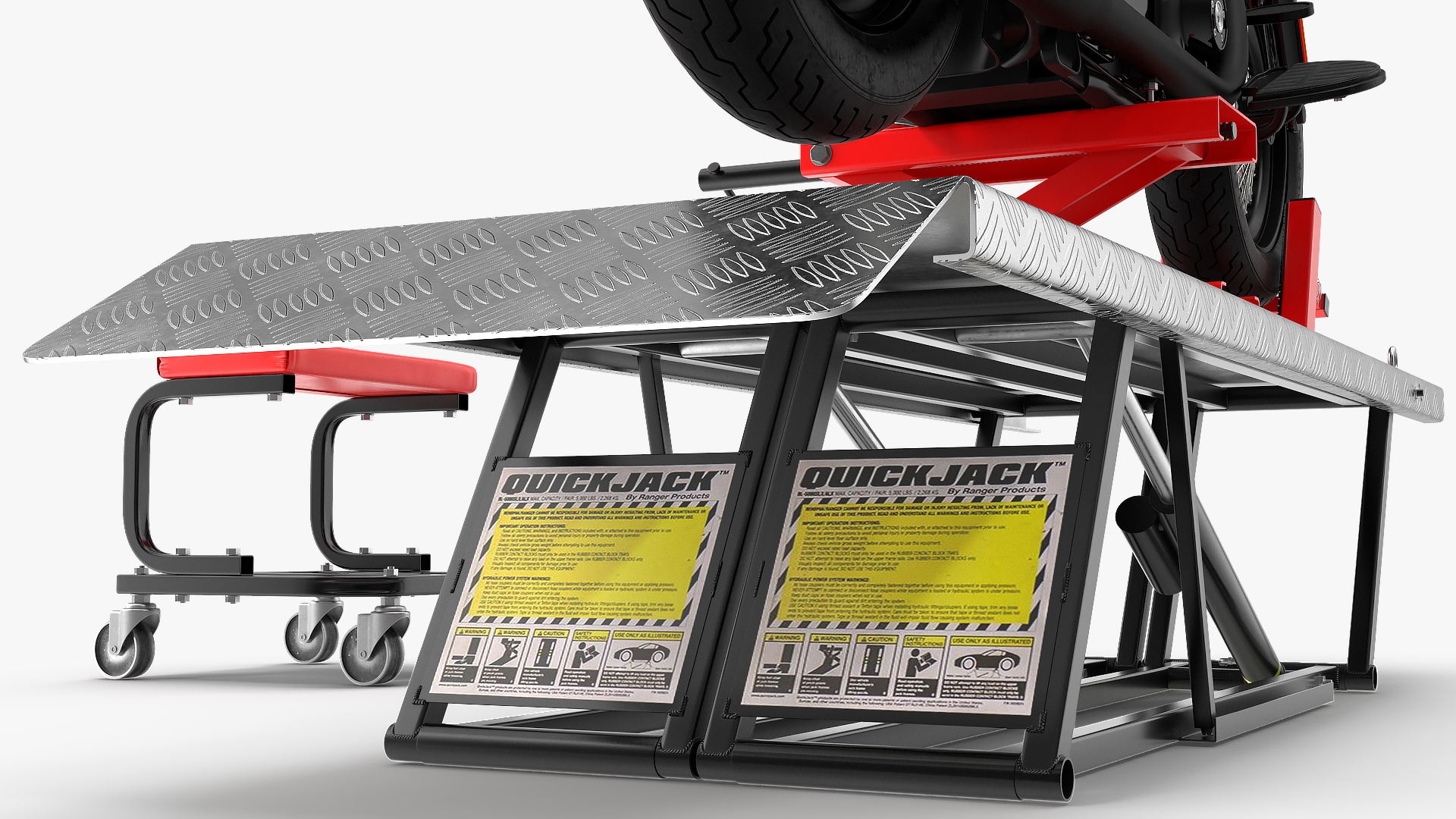 QuickJack Motorcycle Lift with Harley Davidson Softail Slim 3D model