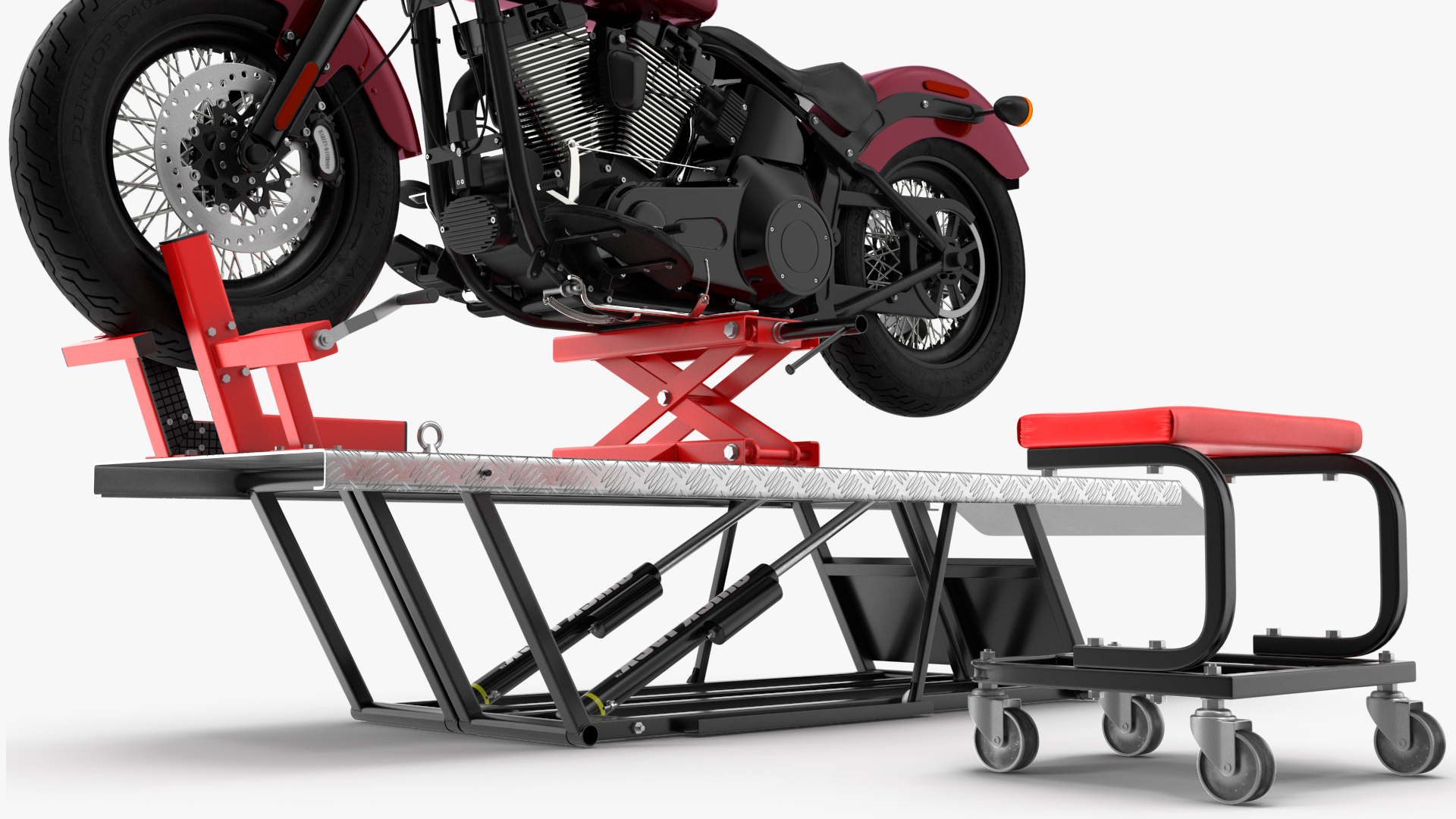 QuickJack Motorcycle Lift with Harley Davidson Softail Slim 3D model