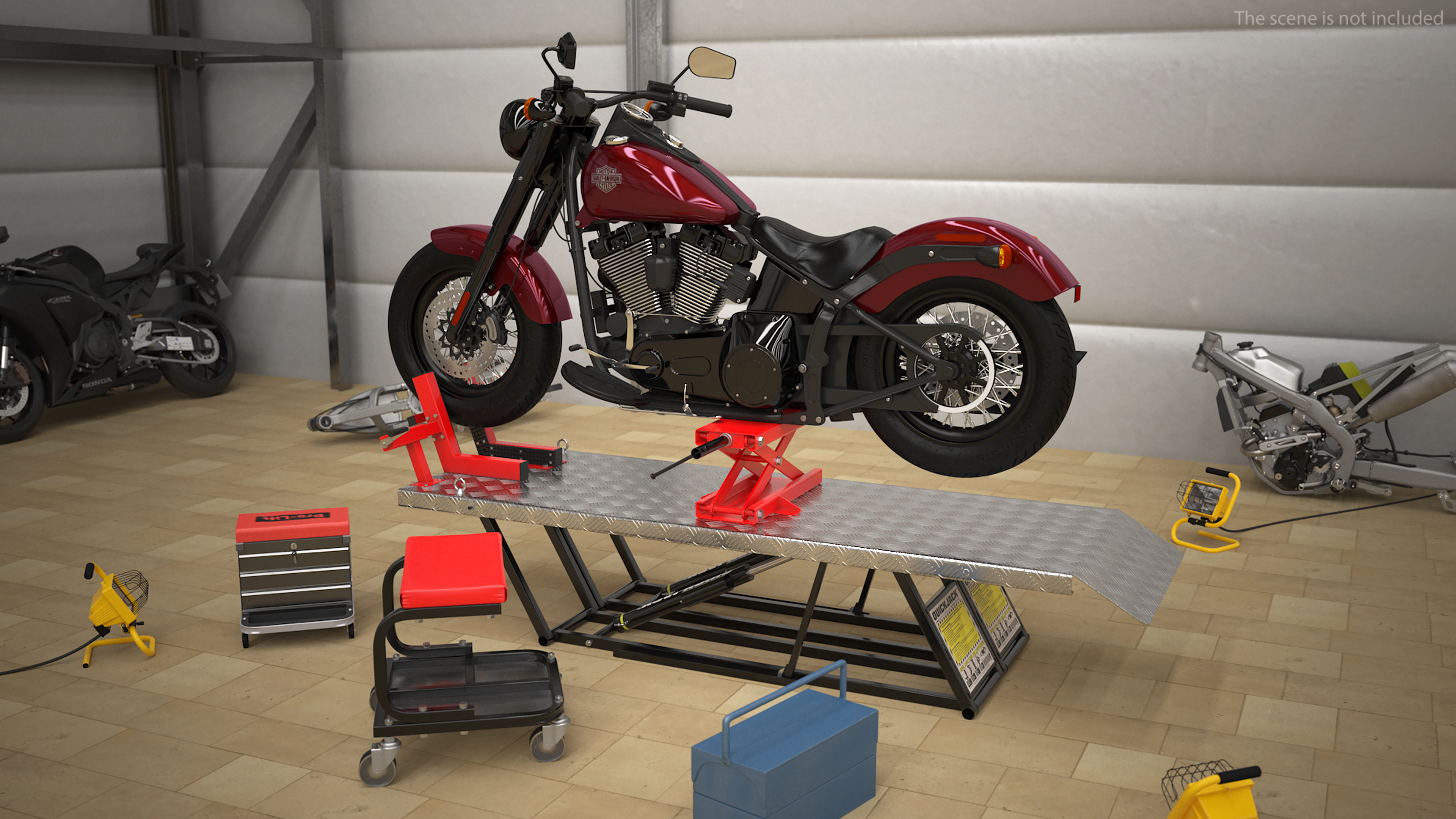 QuickJack Motorcycle Lift with Harley Davidson Softail Slim 3D model