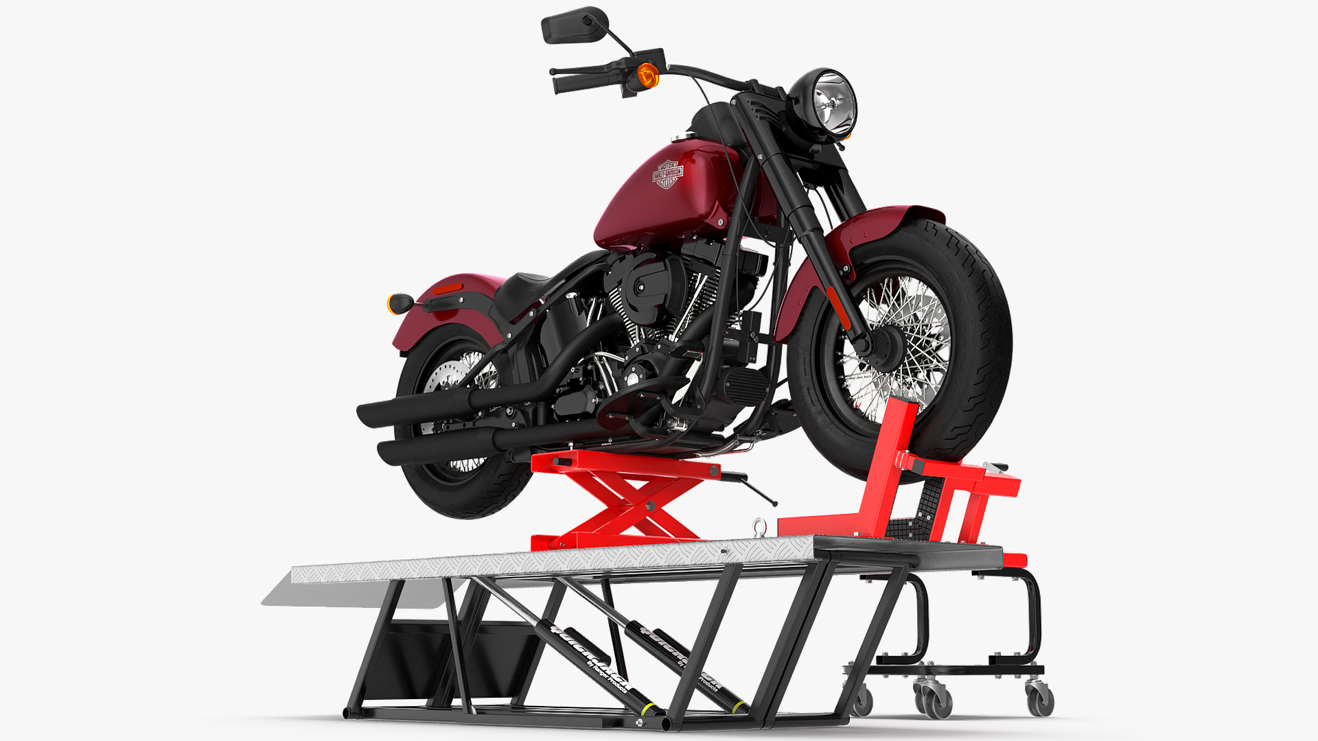 QuickJack Motorcycle Lift with Harley Davidson Softail Slim 3D model