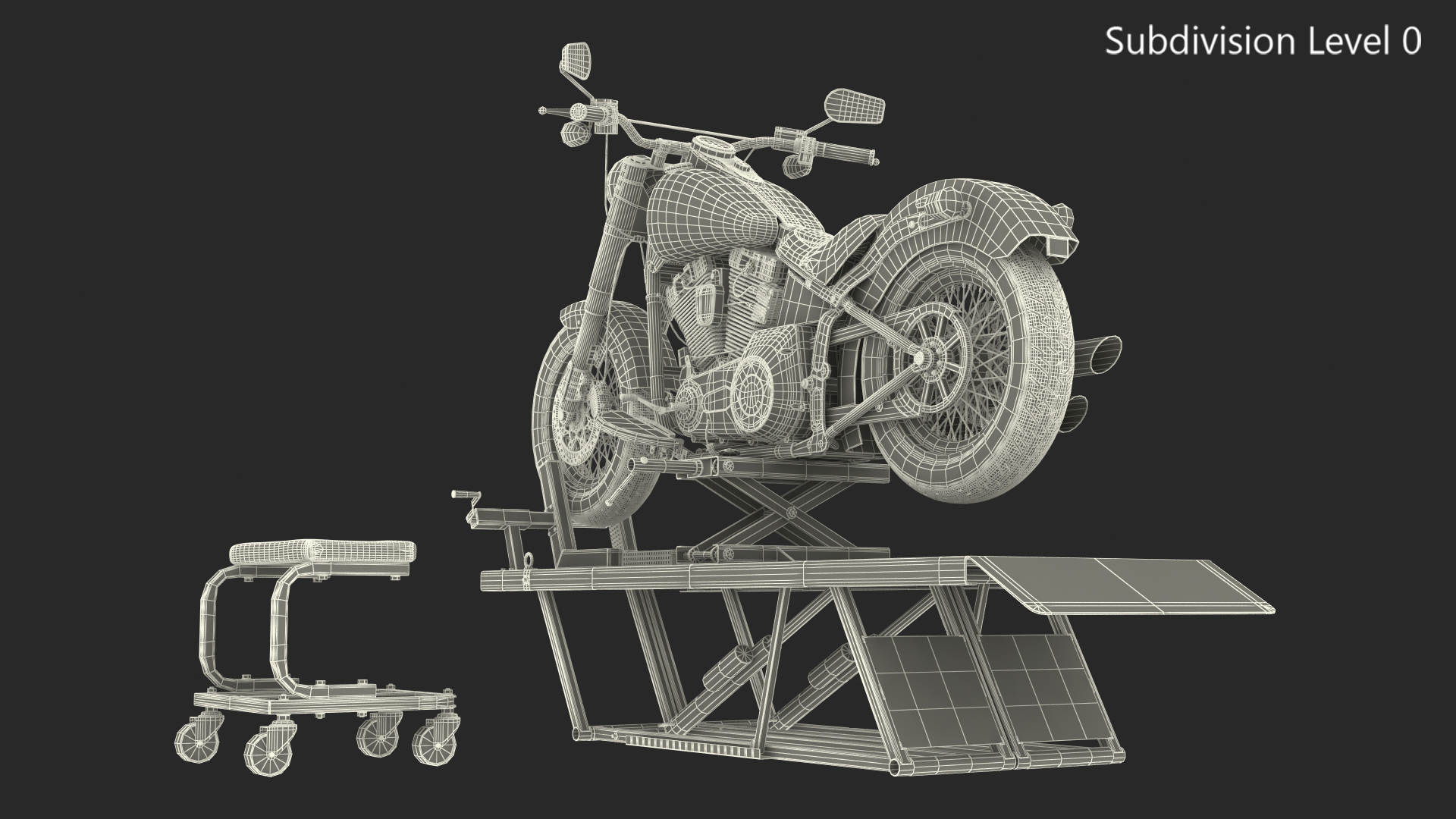 QuickJack Motorcycle Lift with Harley Davidson Softail Slim 3D model