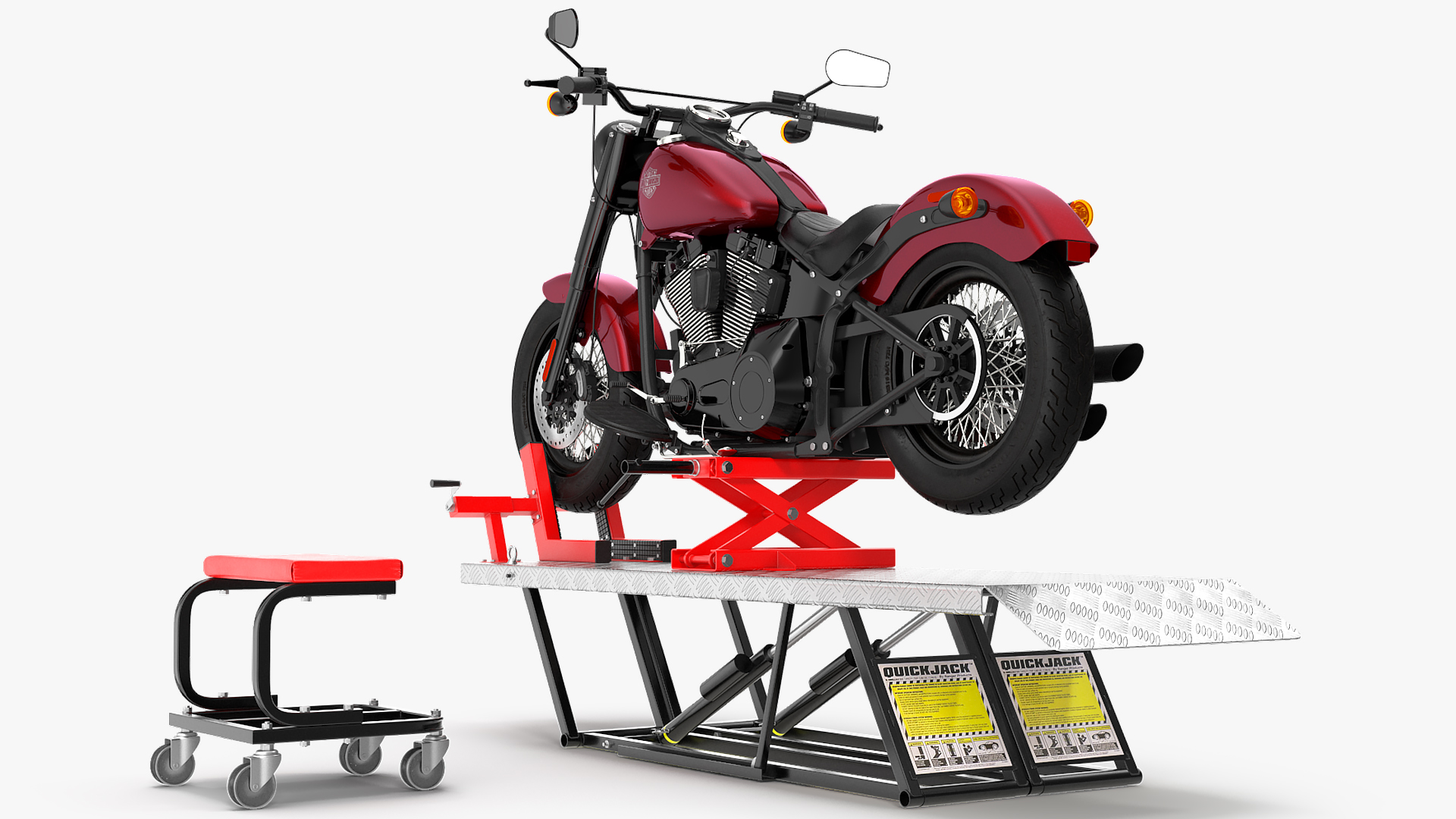QuickJack Motorcycle Lift with Harley Davidson Softail Slim 3D model
