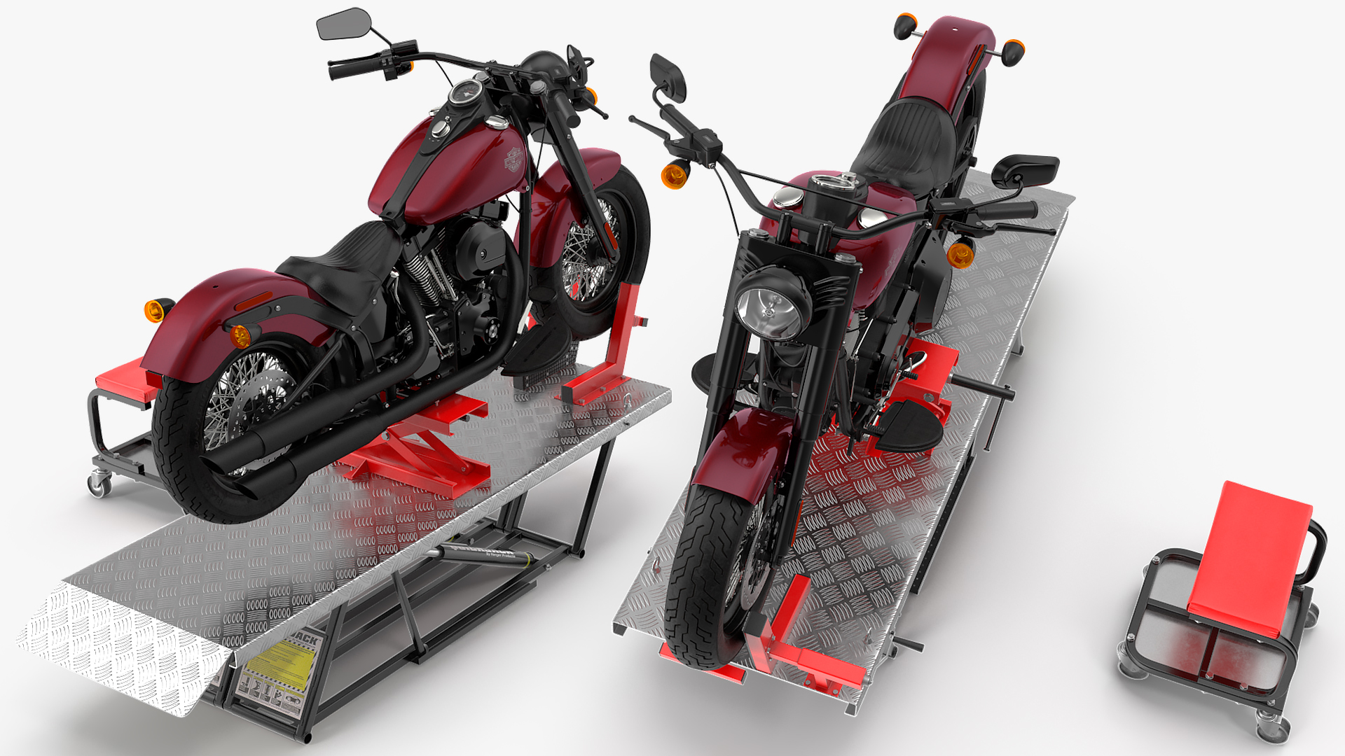 QuickJack Motorcycle Lift with Harley Davidson Softail Slim 3D model