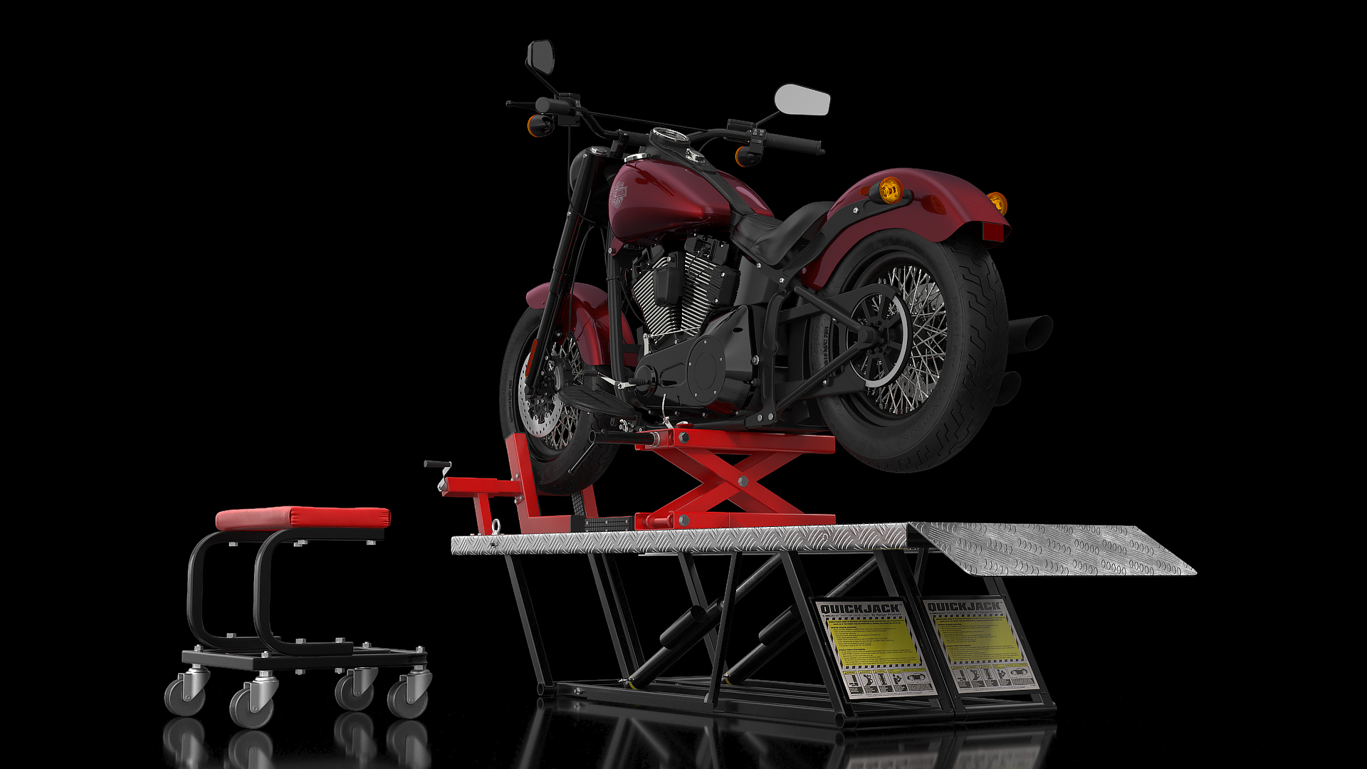 QuickJack Motorcycle Lift with Harley Davidson Softail Slim 3D model