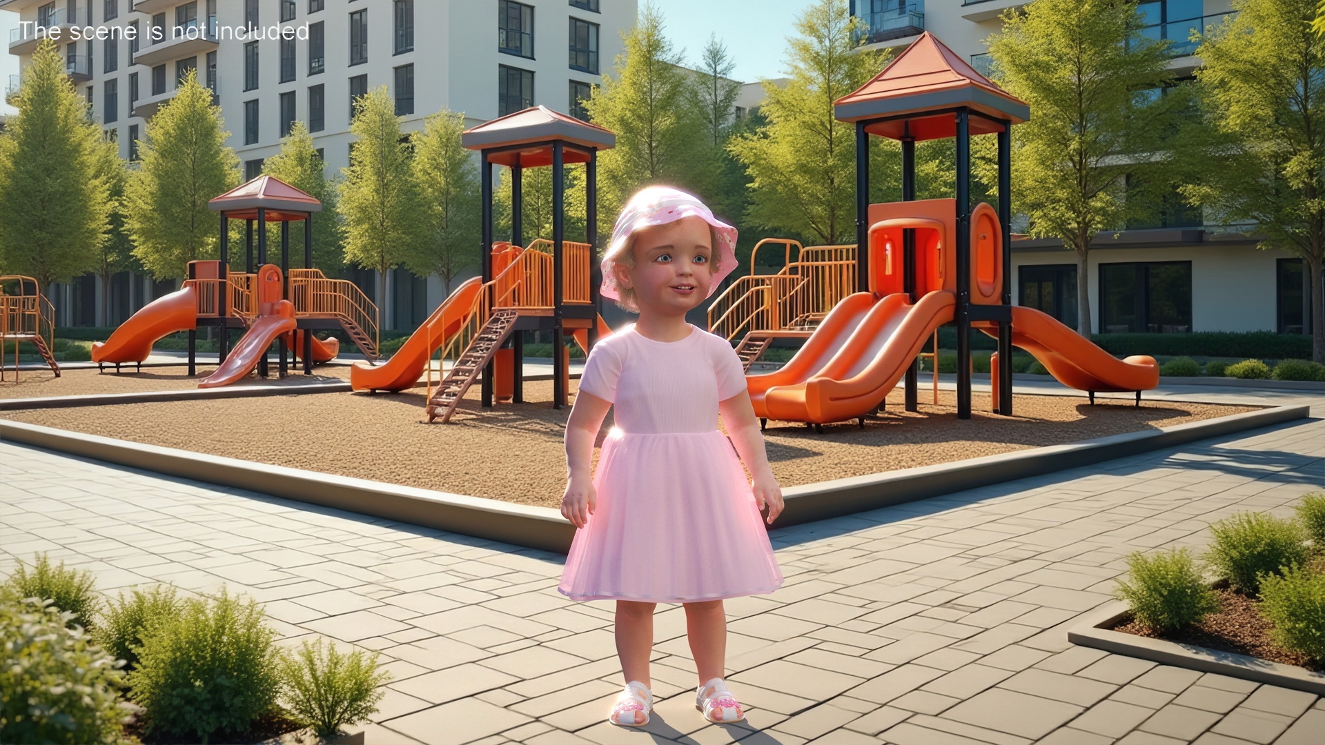 3D Toddler Girl Everyday Summer Dress Standing model