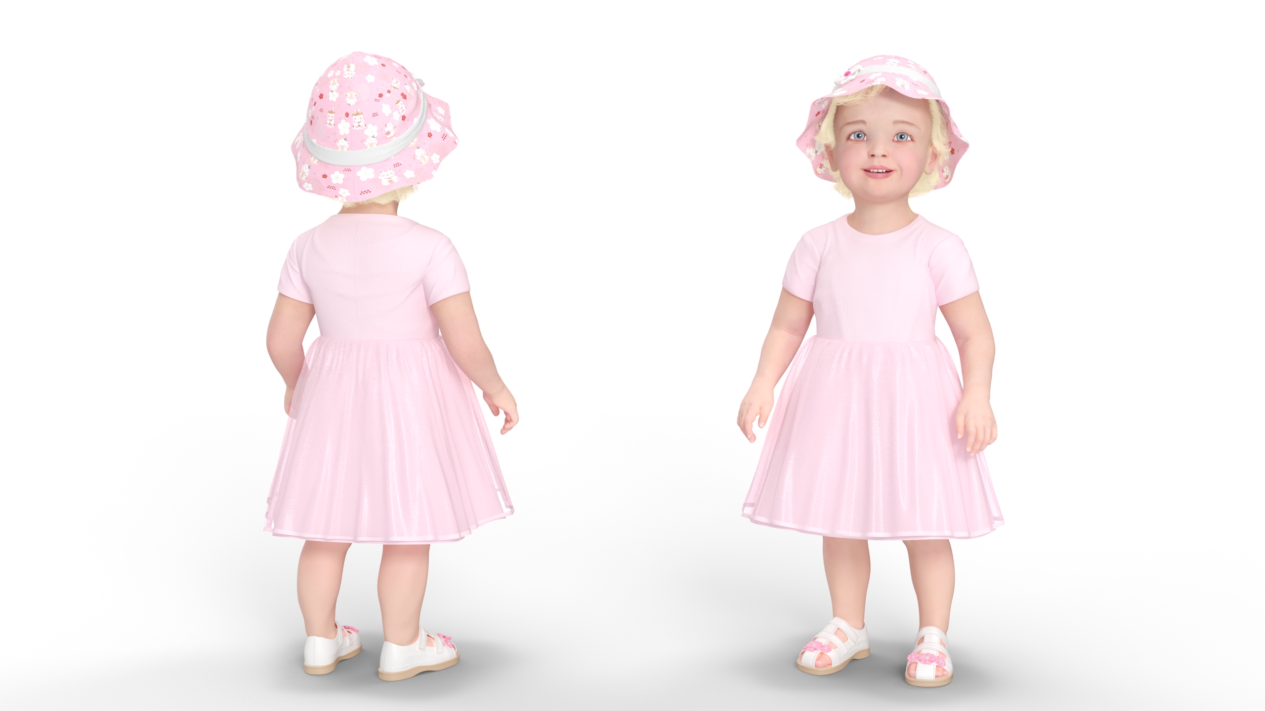 3D Toddler Girl Everyday Summer Dress Standing model
