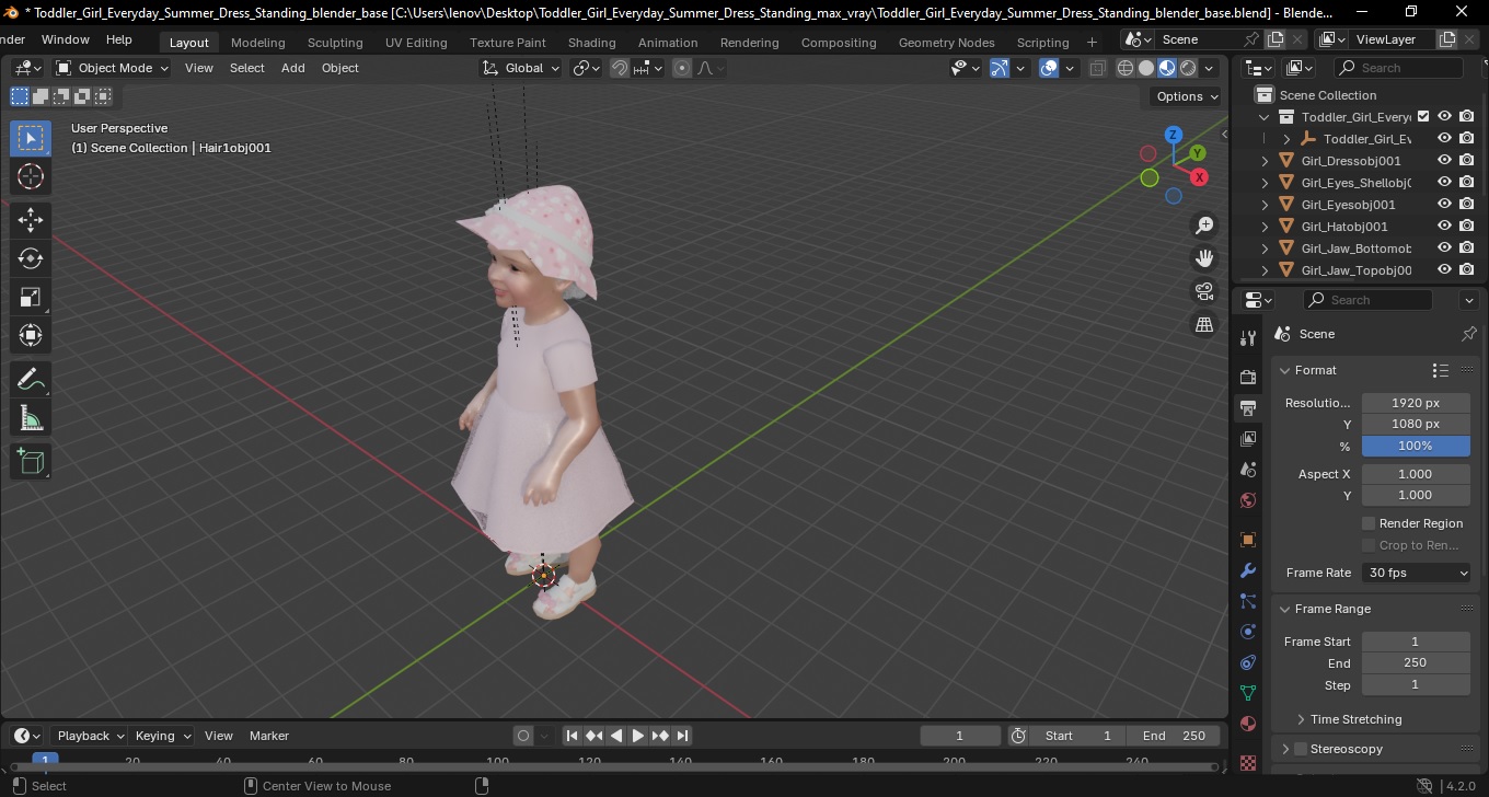 3D Toddler Girl Everyday Summer Dress Standing model