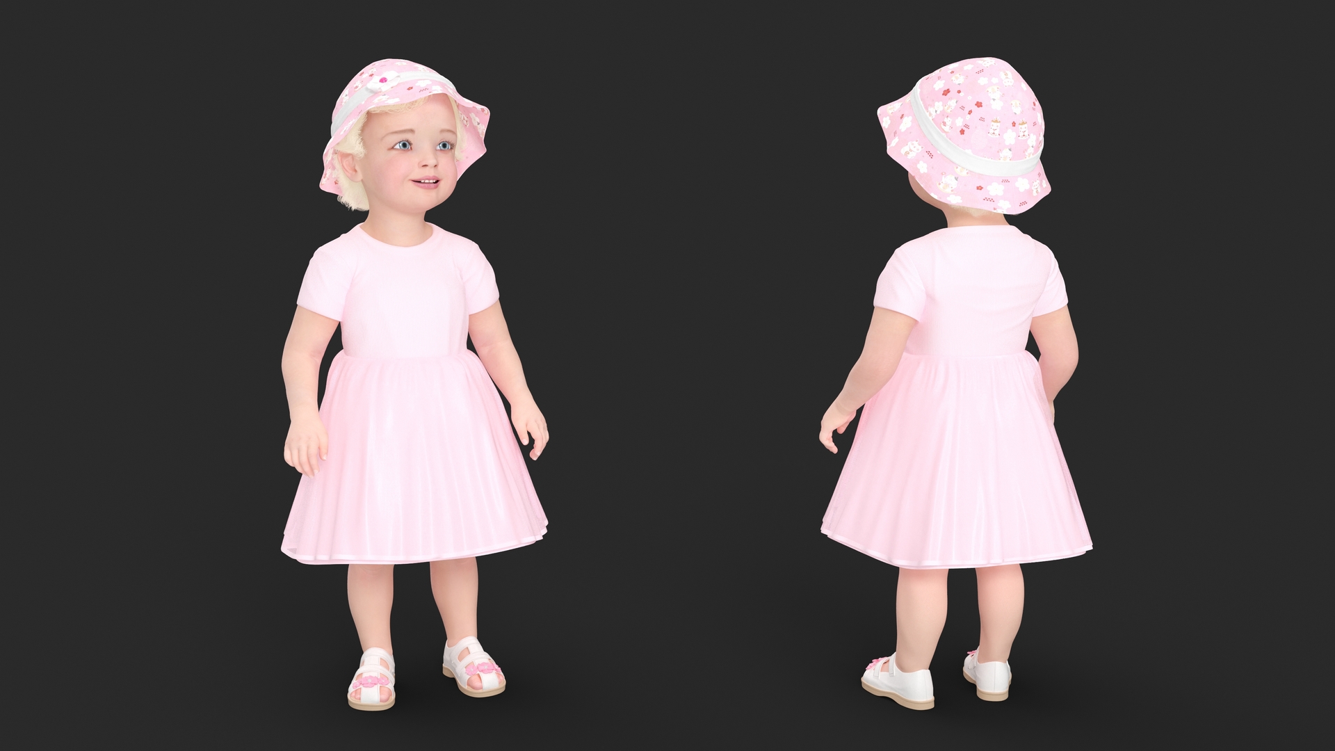 3D Toddler Girl Everyday Summer Dress Standing model