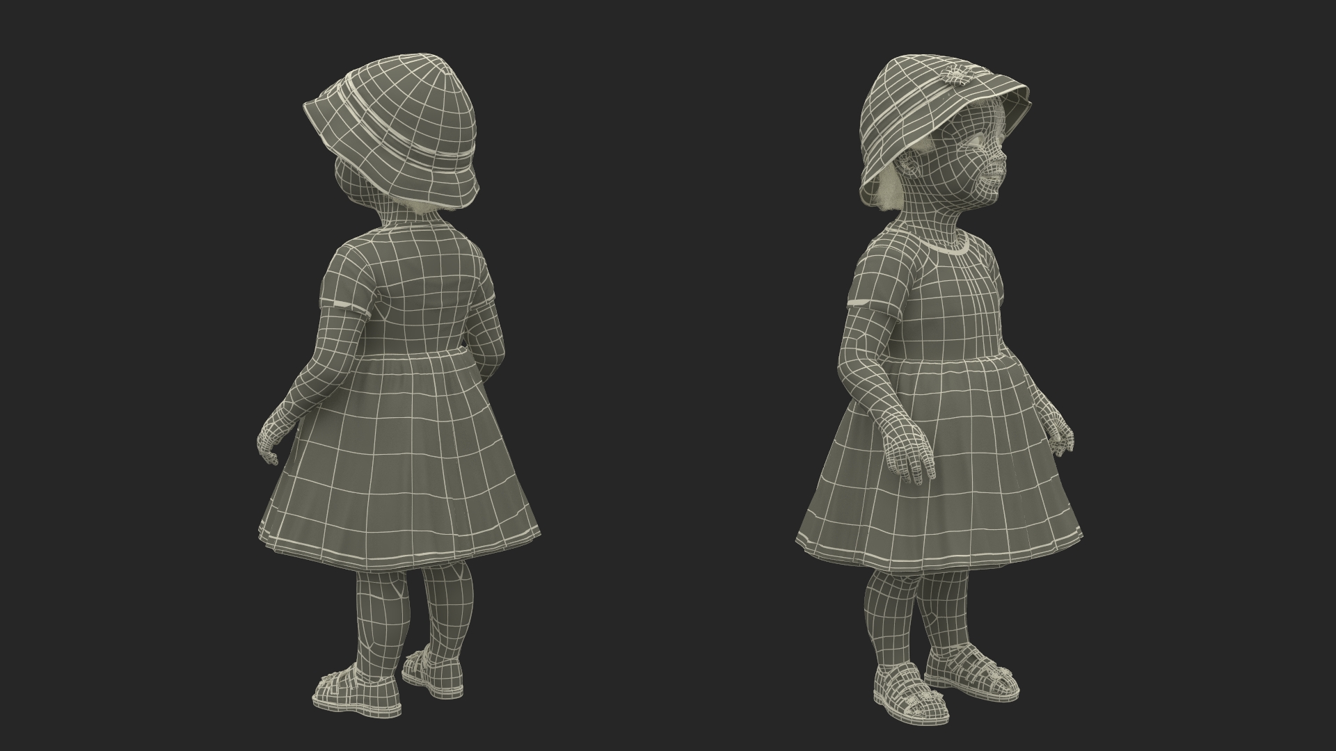 3D Toddler Girl Everyday Summer Dress Standing model