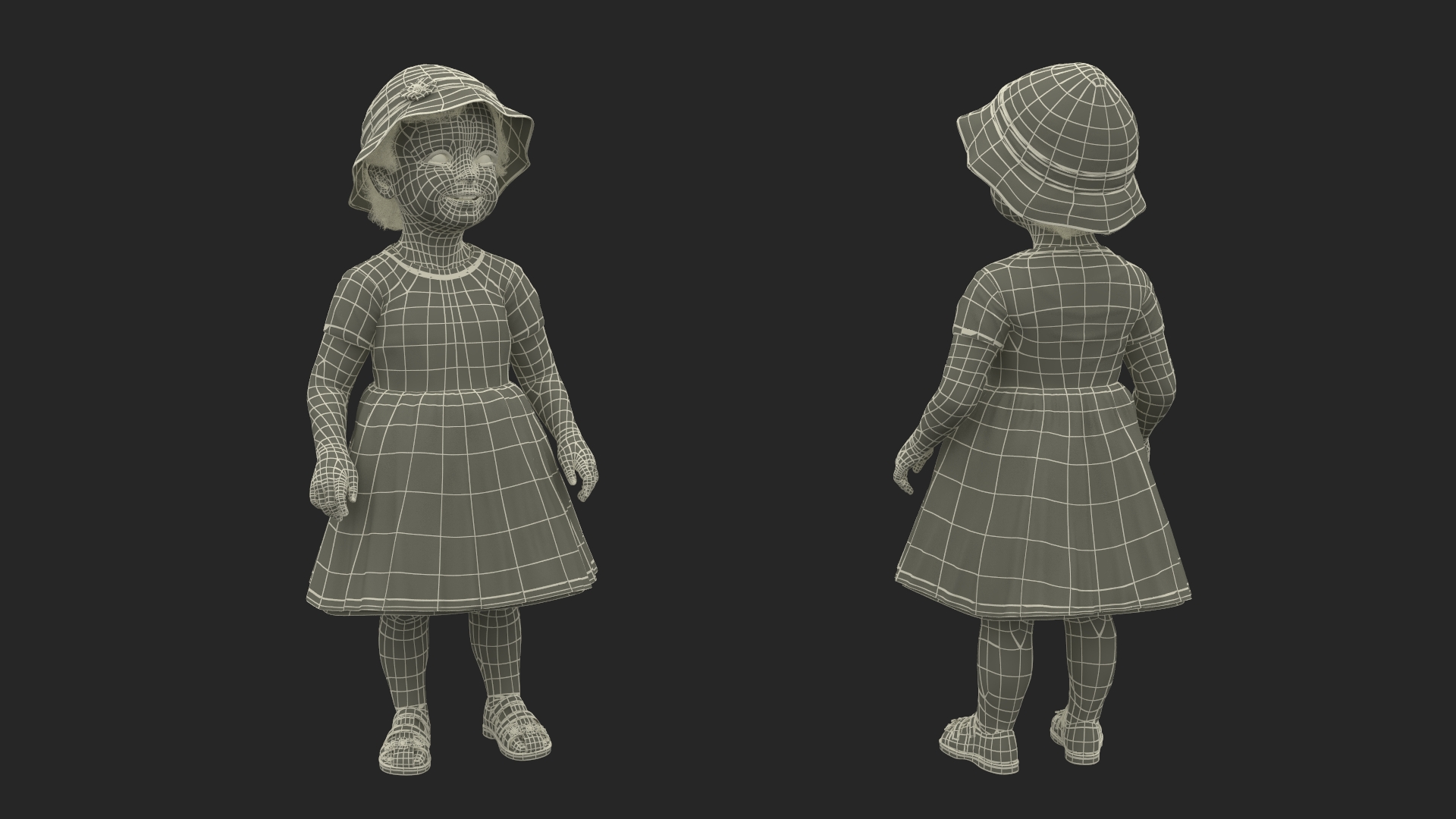 3D Toddler Girl Everyday Summer Dress Standing model