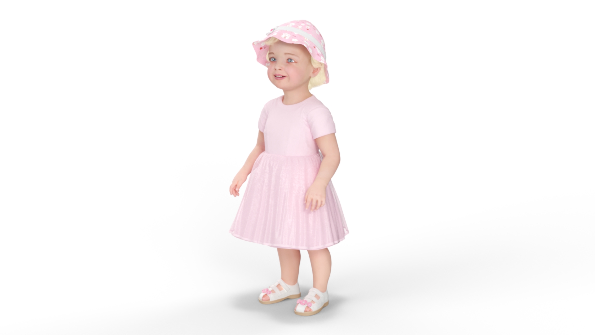 3D Toddler Girl Everyday Summer Dress Standing model