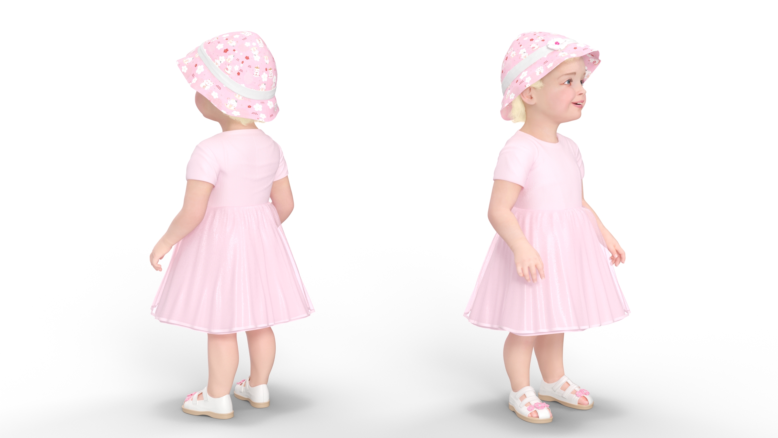 3D Toddler Girl Everyday Summer Dress Standing model