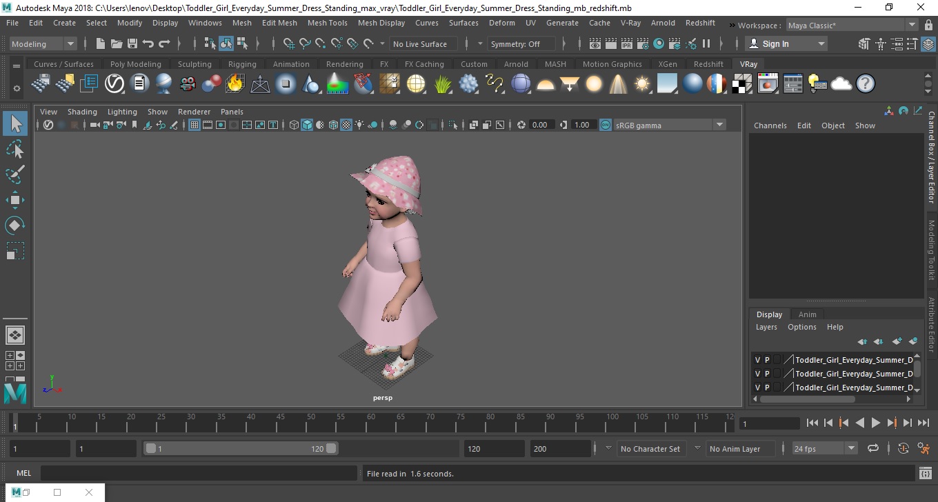 3D Toddler Girl Everyday Summer Dress Standing model