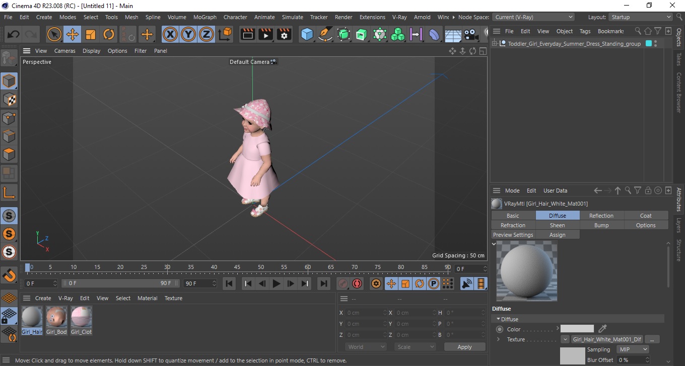 3D Toddler Girl Everyday Summer Dress Standing model