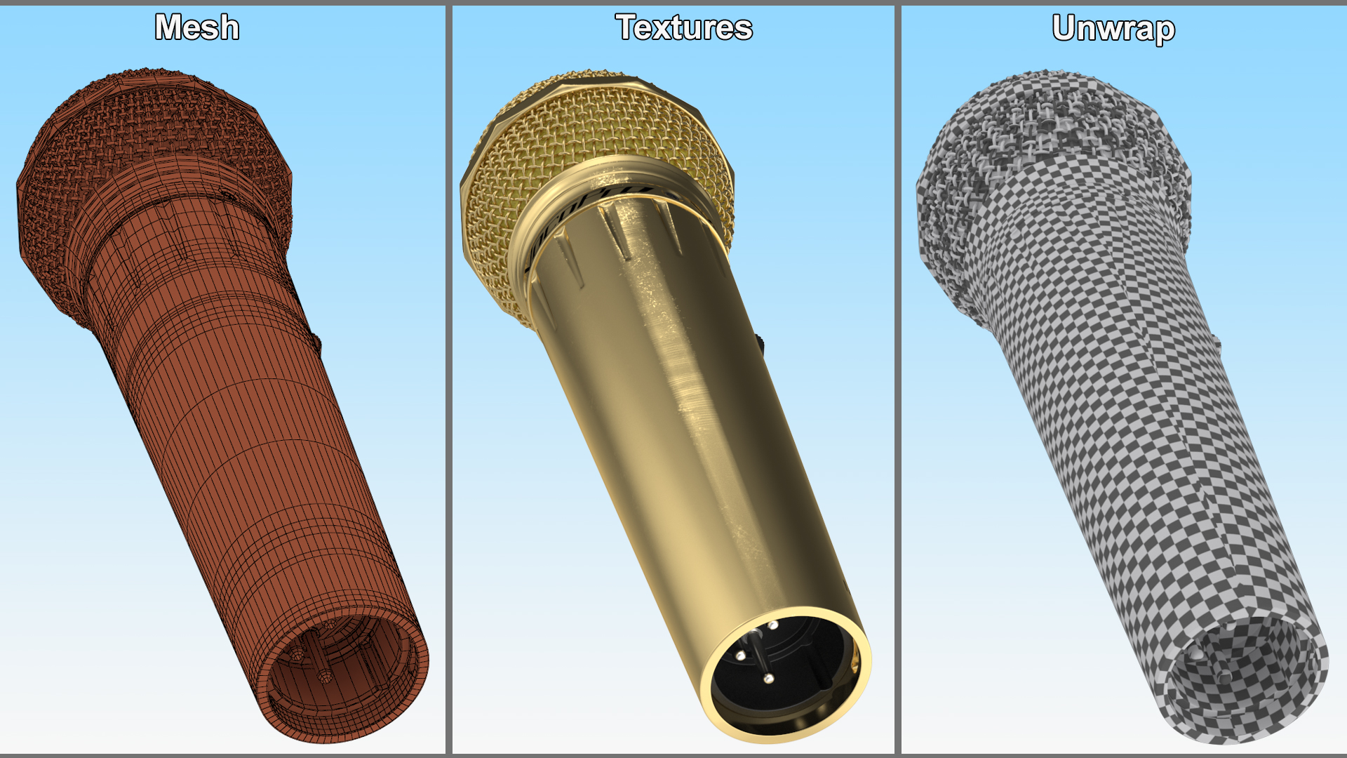 3D Professional Microphone VOCOPRO MK-58 PRO Golden model