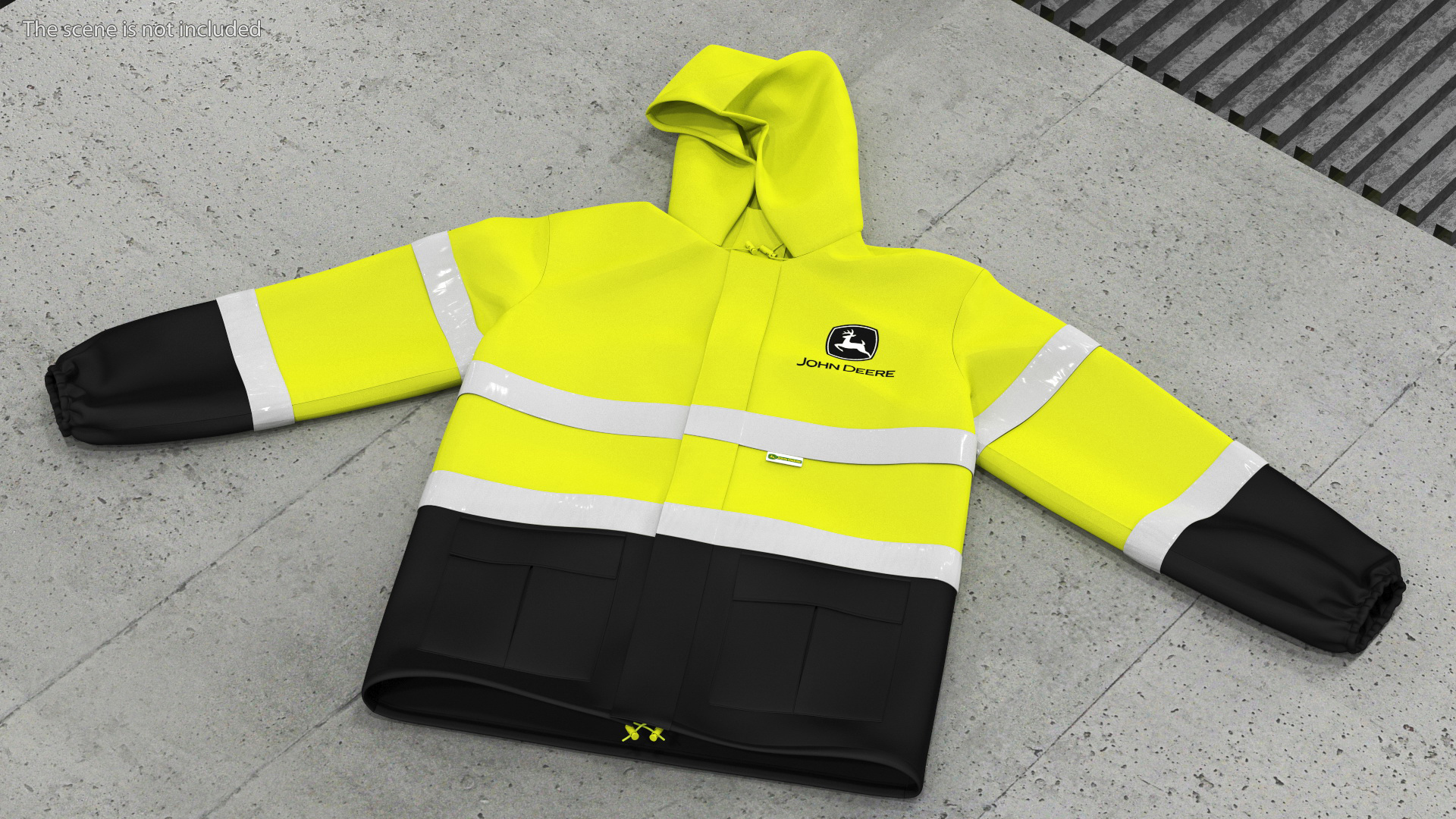 3D model John Deere Safety Rain Jacket High Visibility