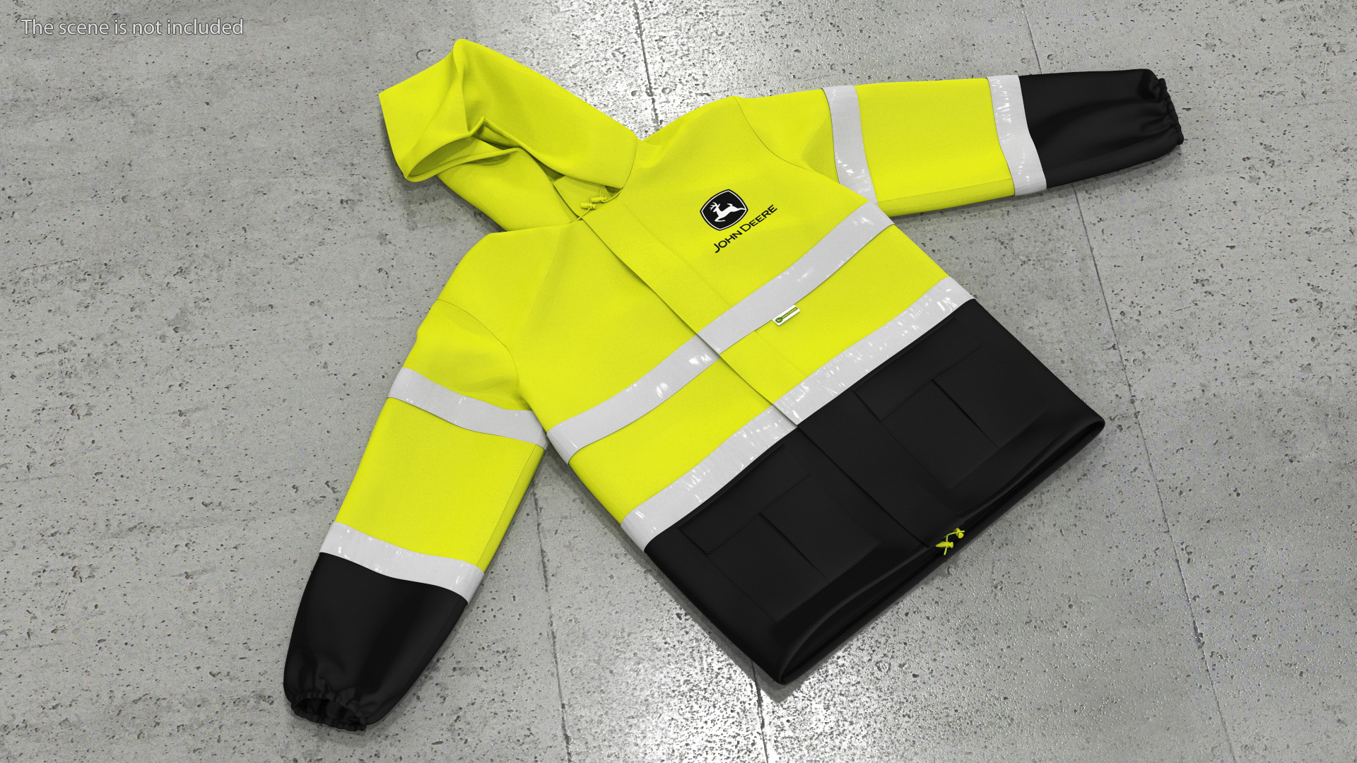 3D model John Deere Safety Rain Jacket High Visibility