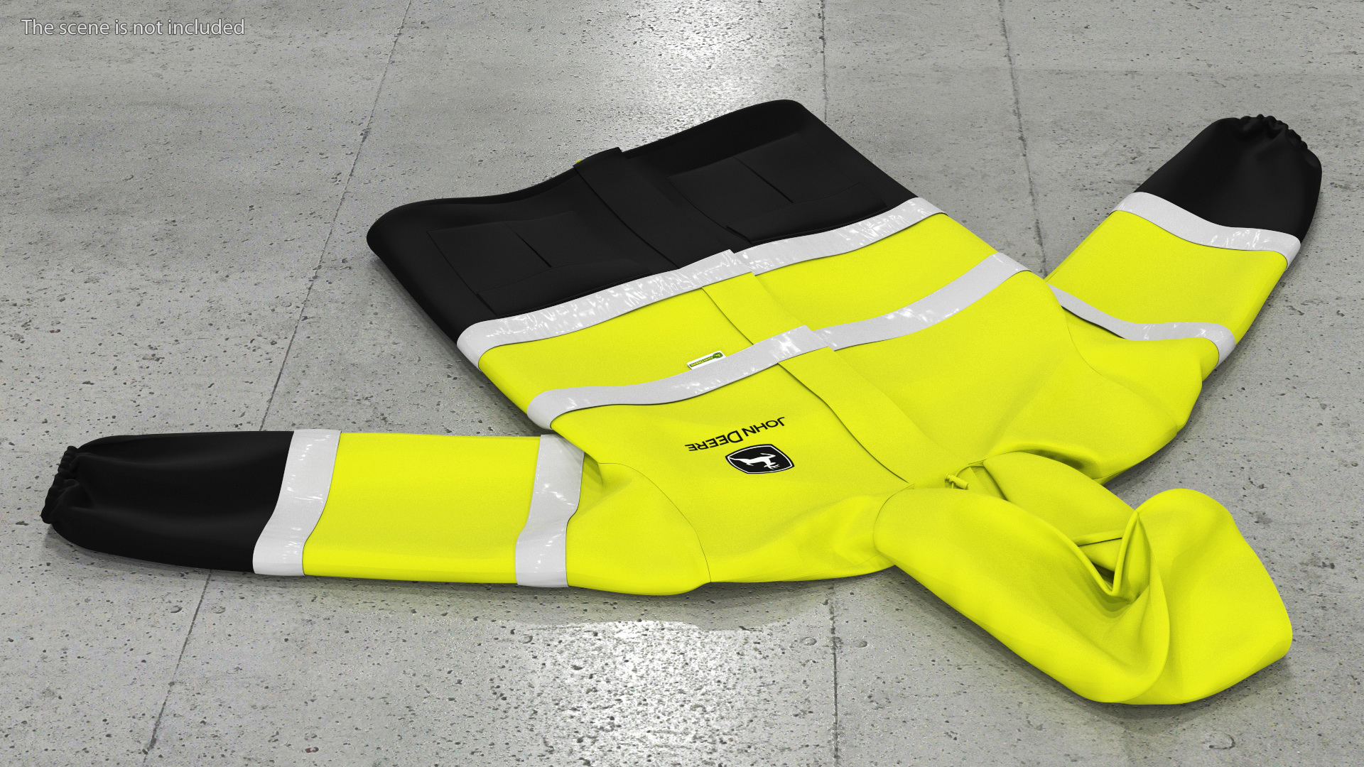 3D model John Deere Safety Rain Jacket High Visibility