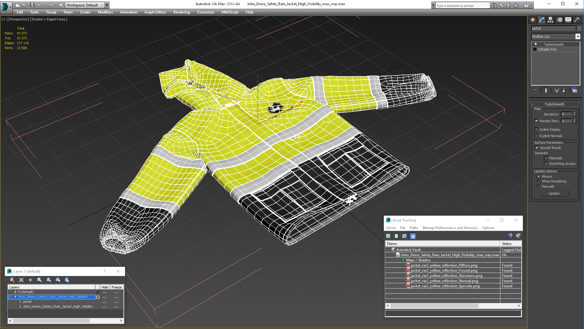 3D model John Deere Safety Rain Jacket High Visibility