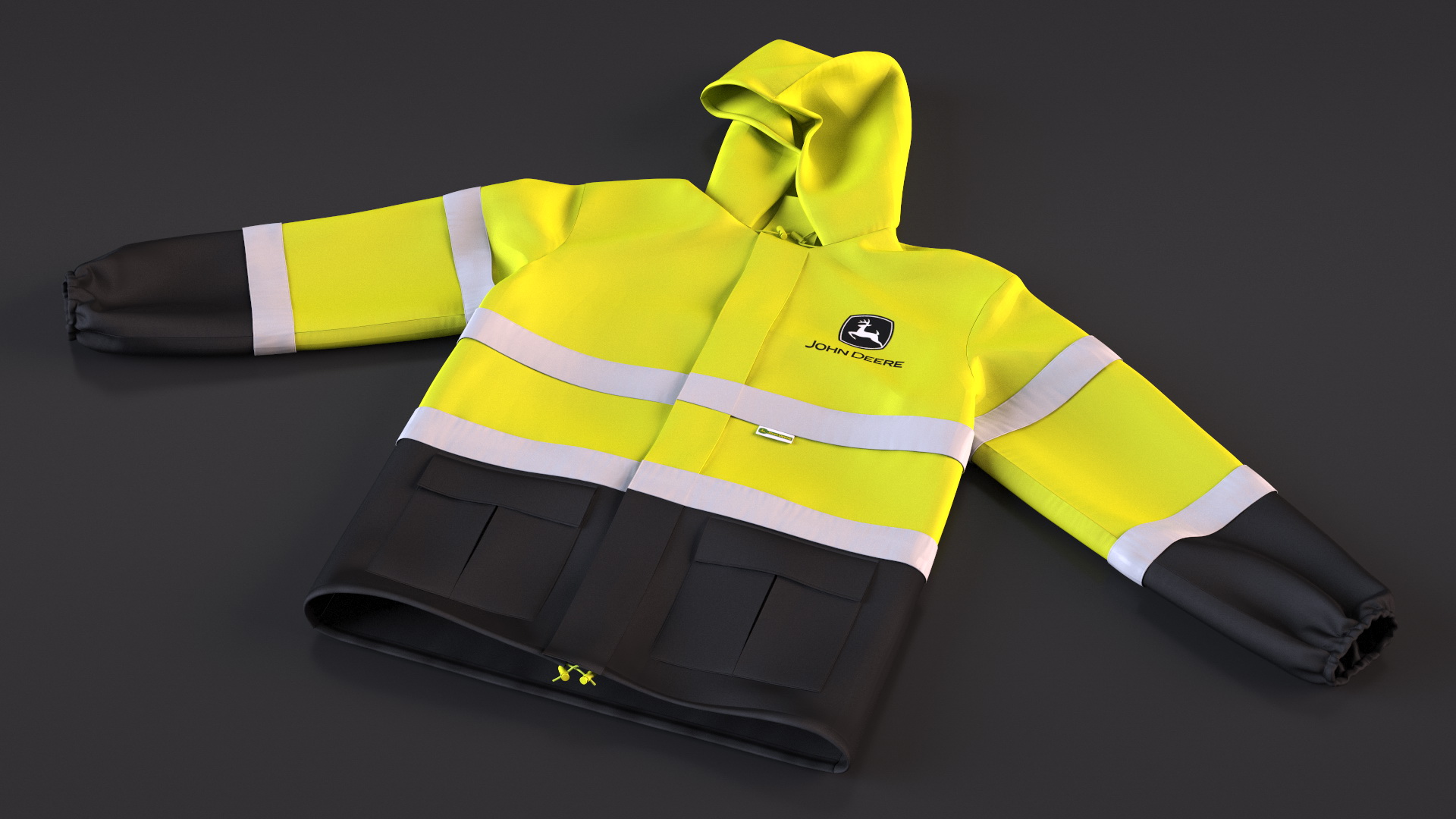 3D model John Deere Safety Rain Jacket High Visibility
