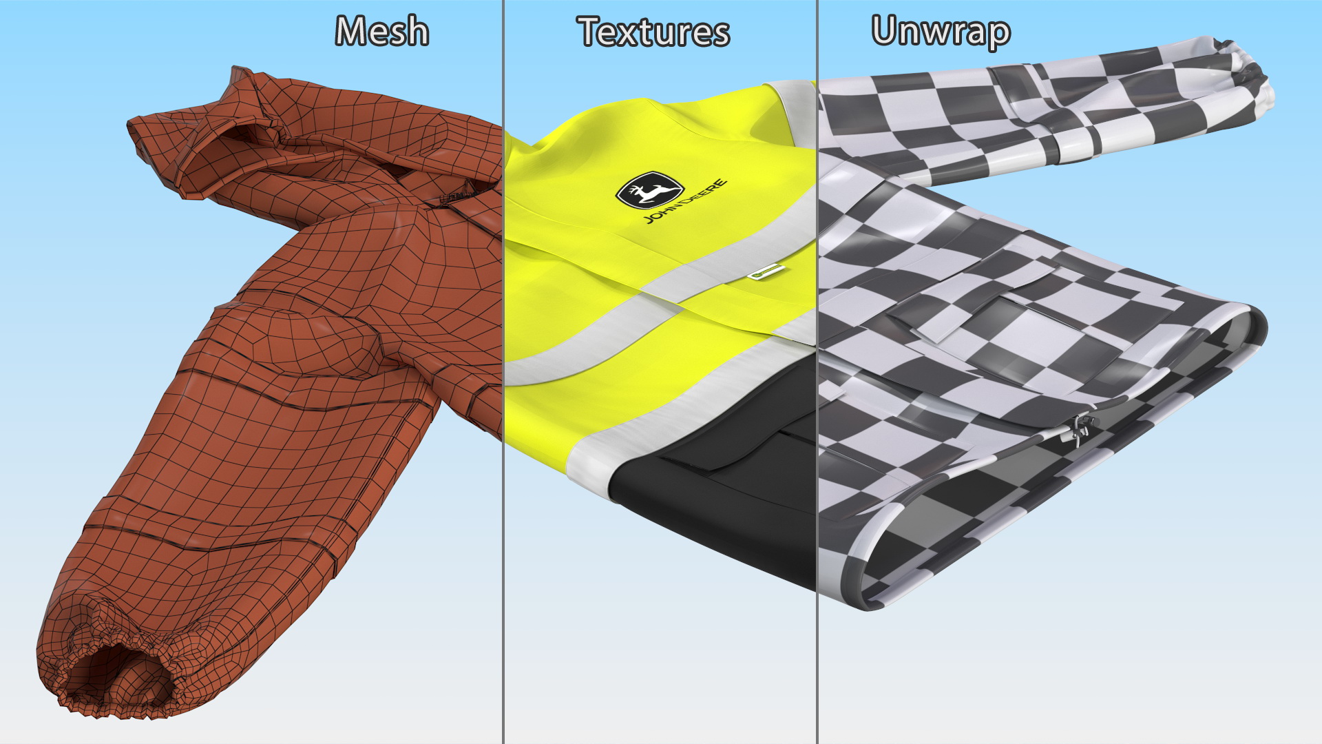 3D model John Deere Safety Rain Jacket High Visibility
