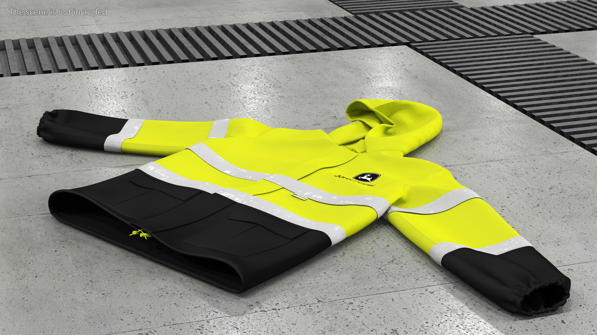 3D model John Deere Safety Rain Jacket High Visibility
