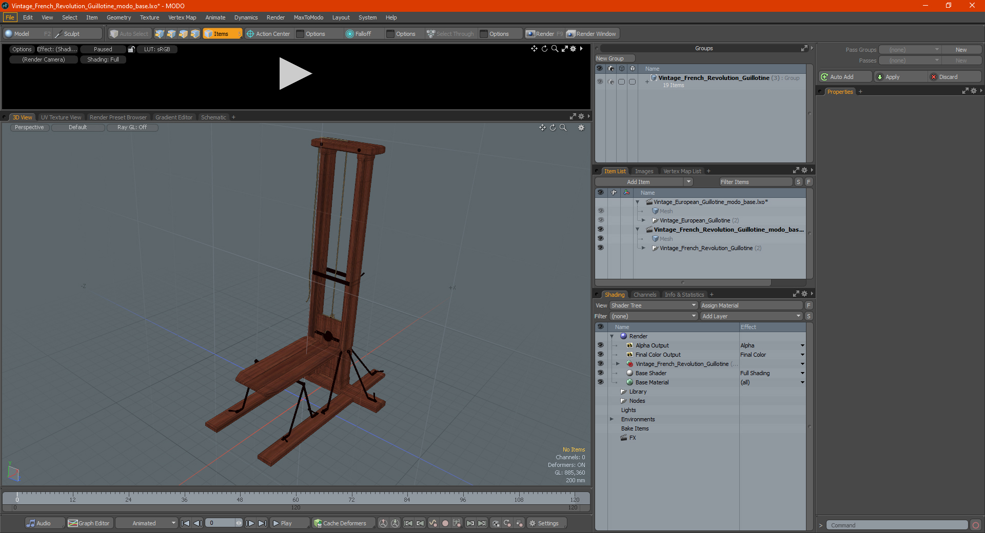 3D Vintage French Revolution Guillotine