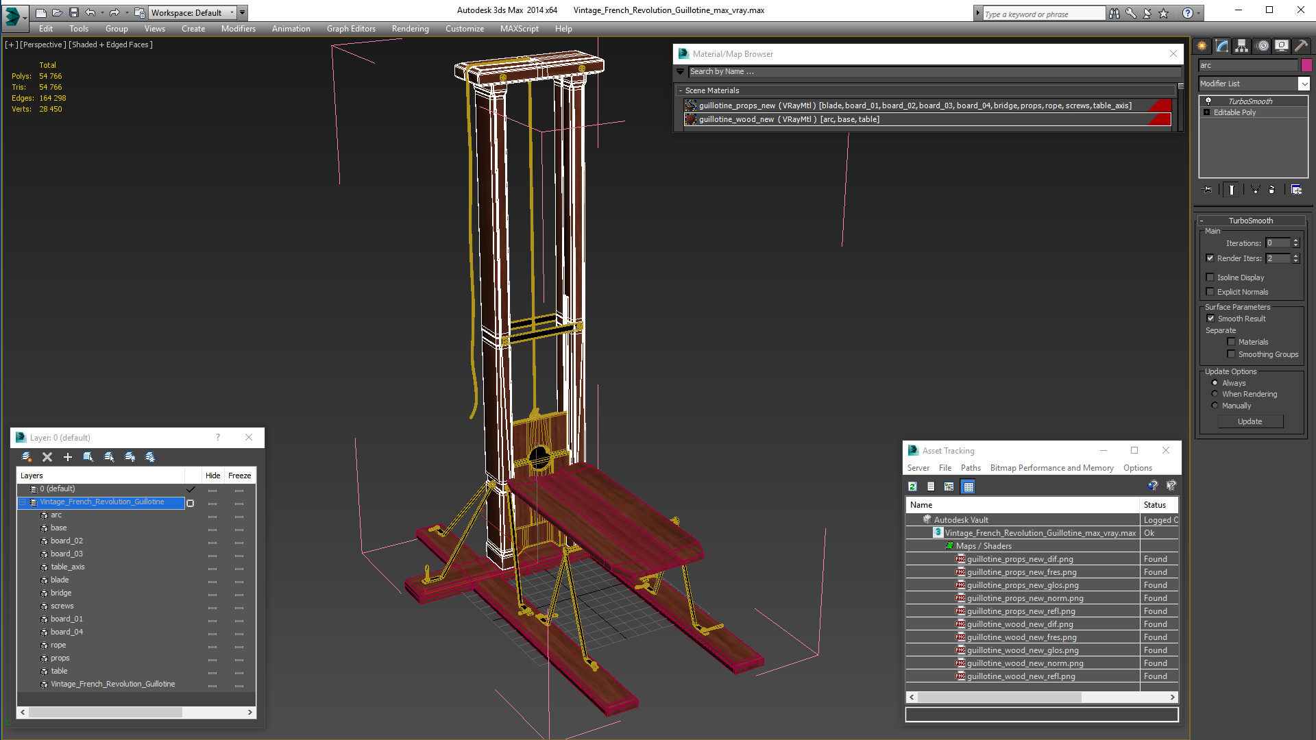 3D Vintage French Revolution Guillotine