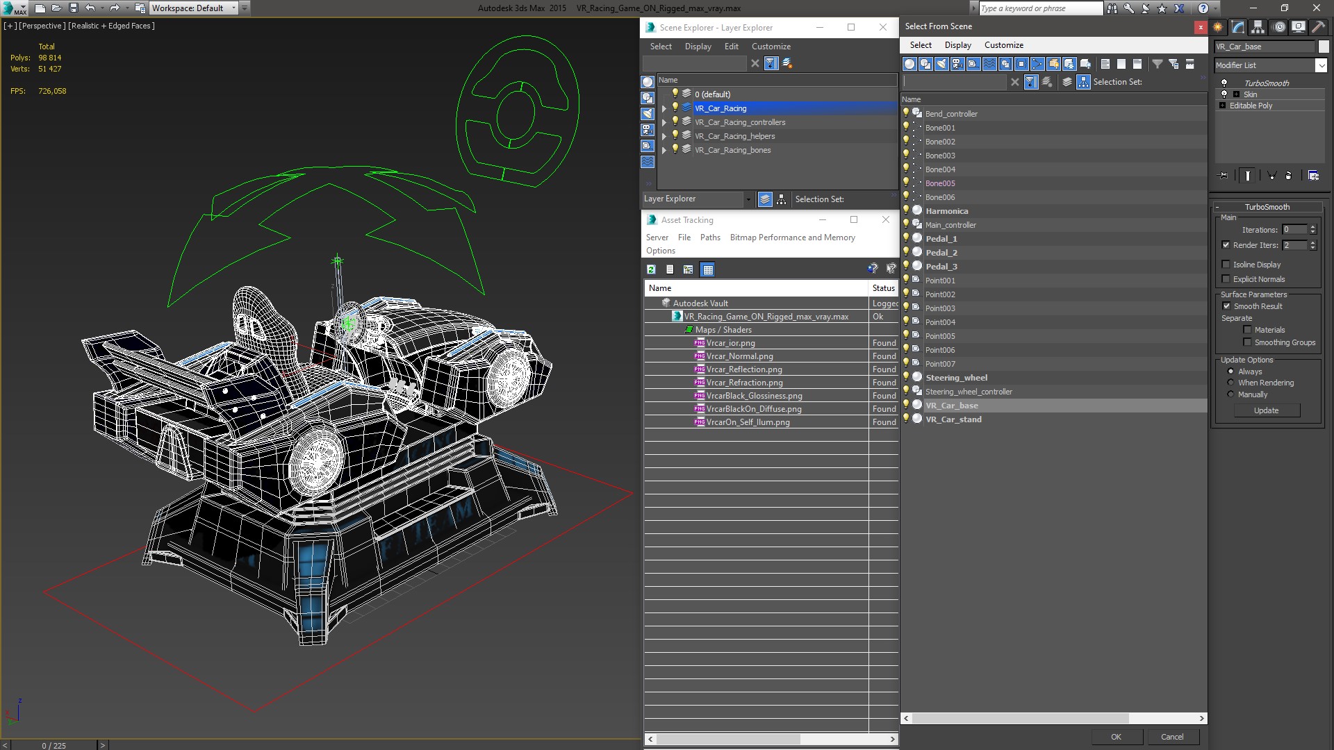VR Racing Game ON Rigged 3D model