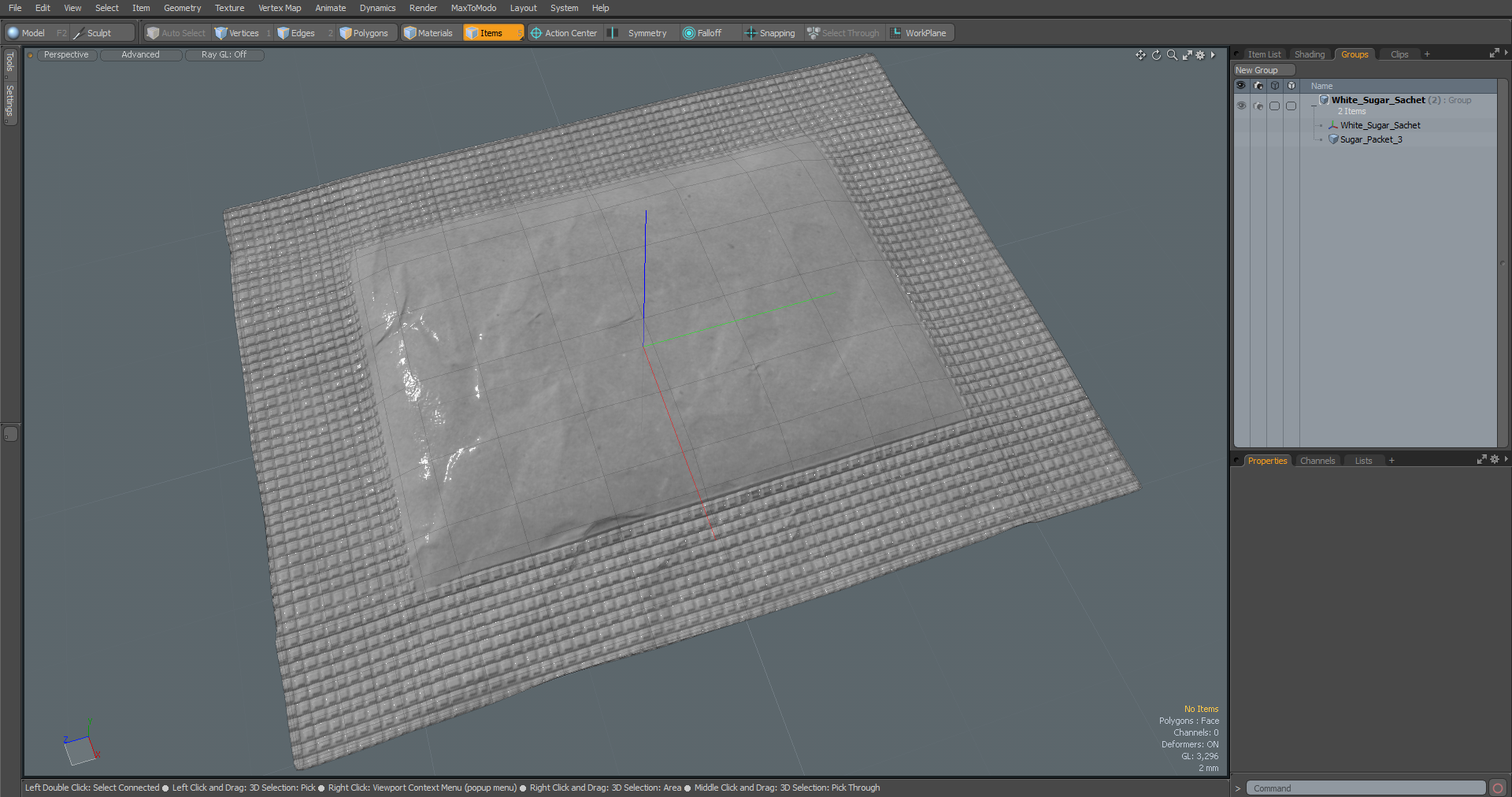 3D White Sugar Sachet model