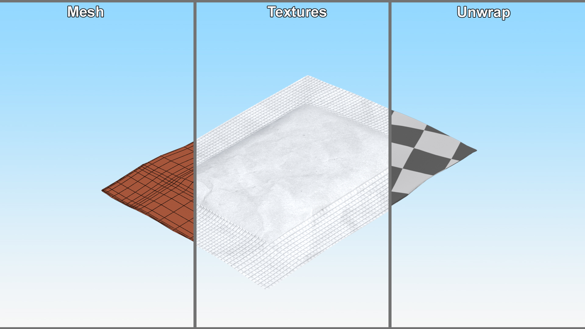 3D White Sugar Sachet model