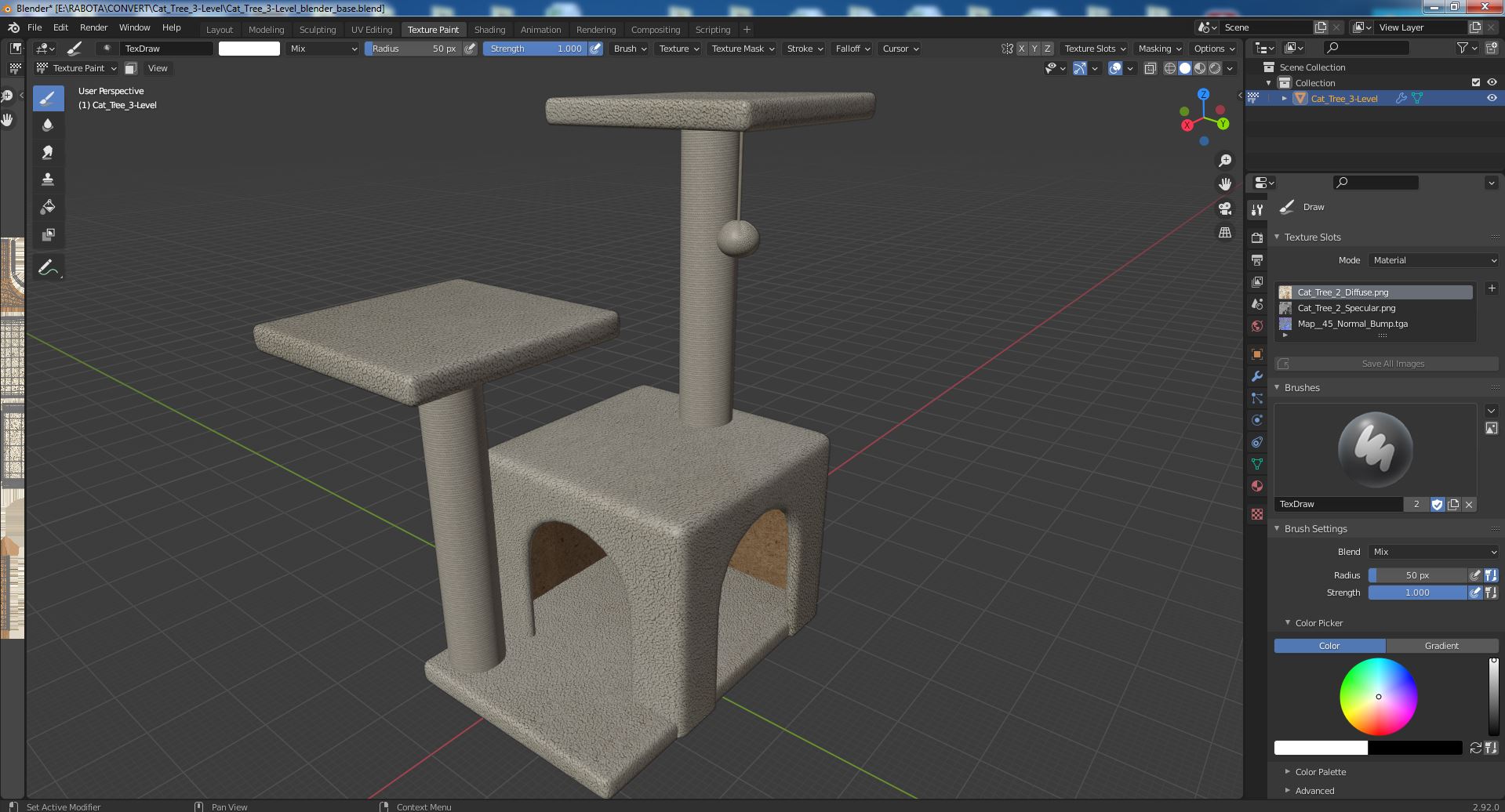 3D Cat Tree 3-Level