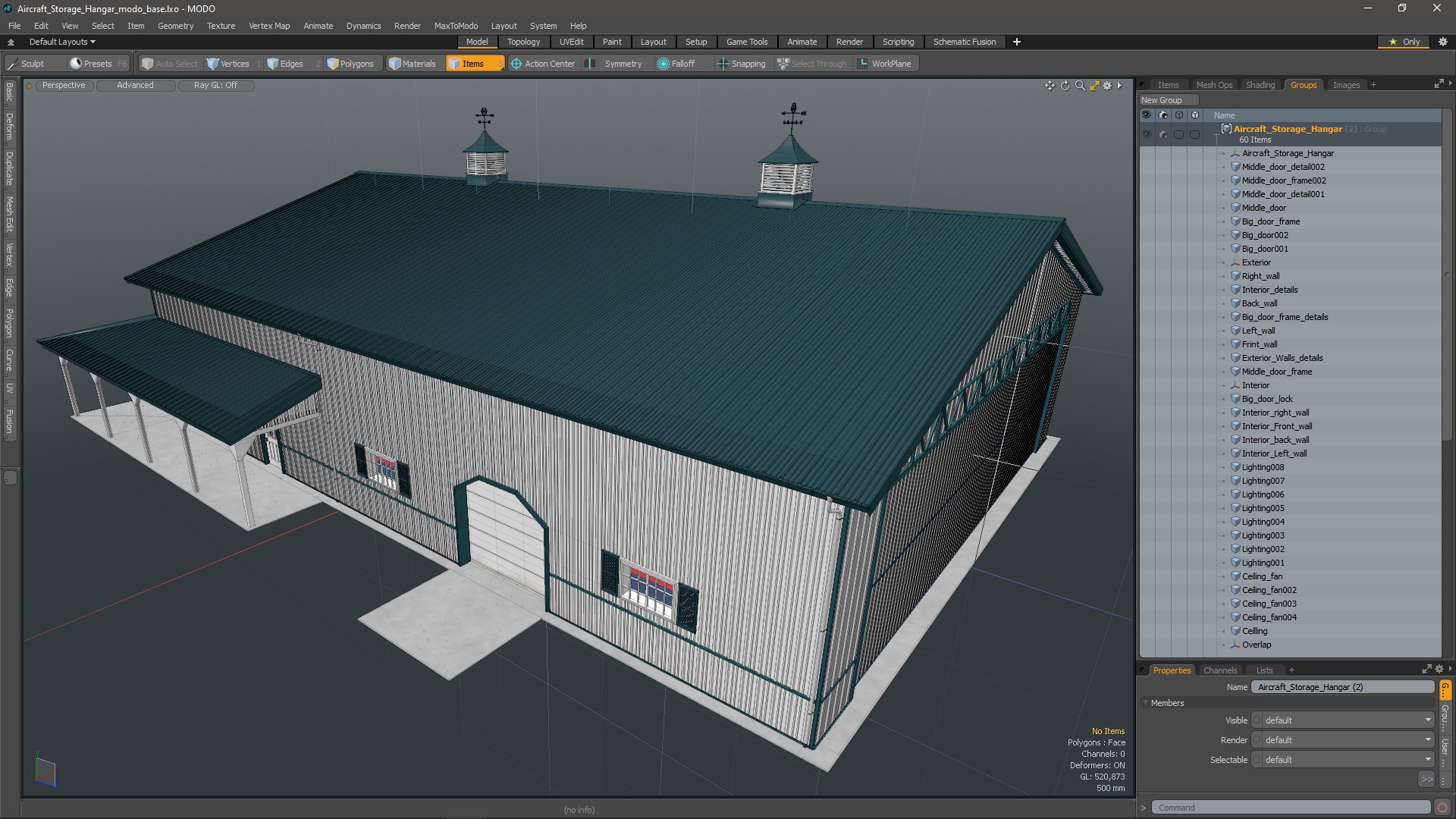 3D Aircraft Storage Hangar model