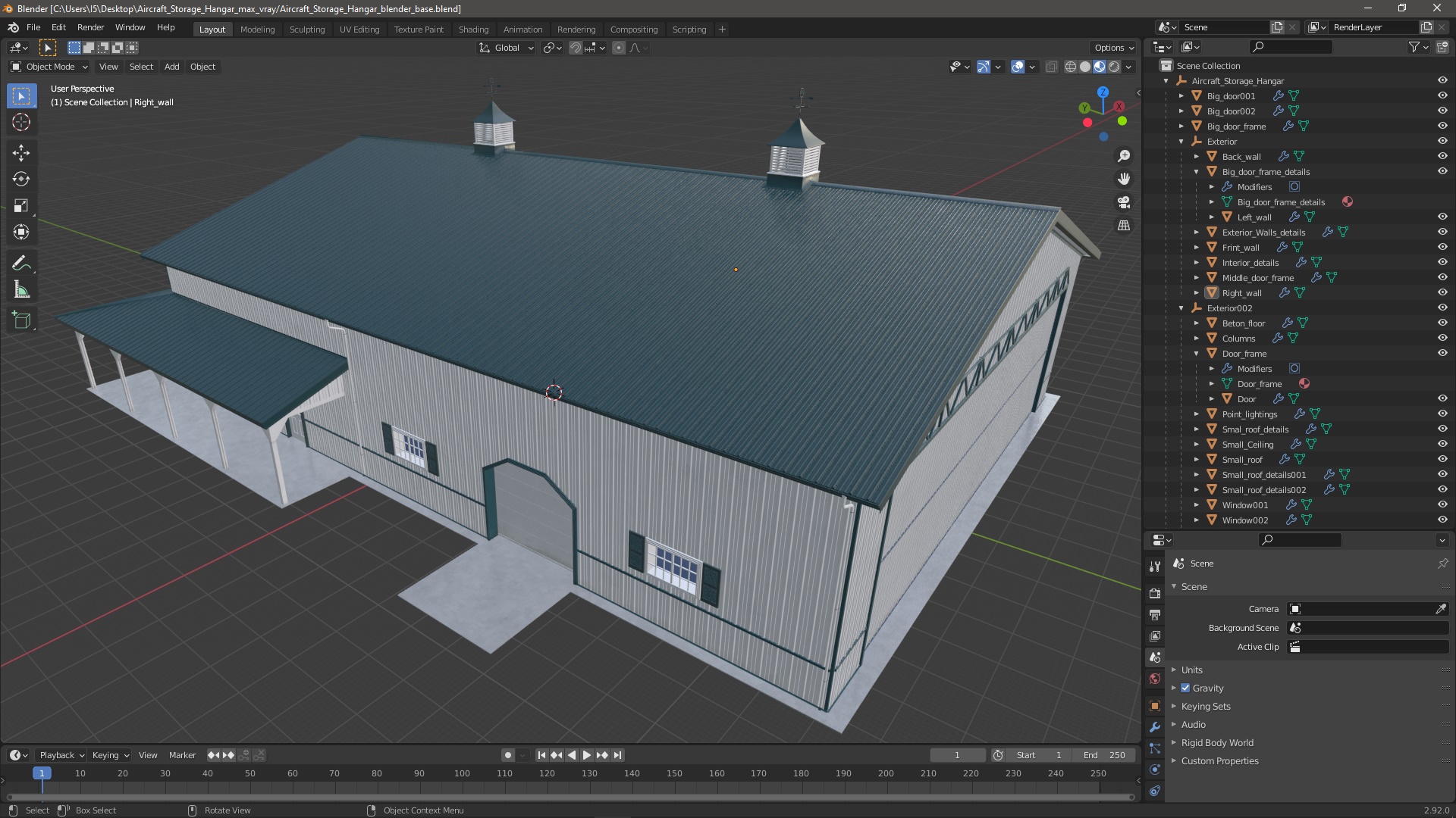 3D Aircraft Storage Hangar model