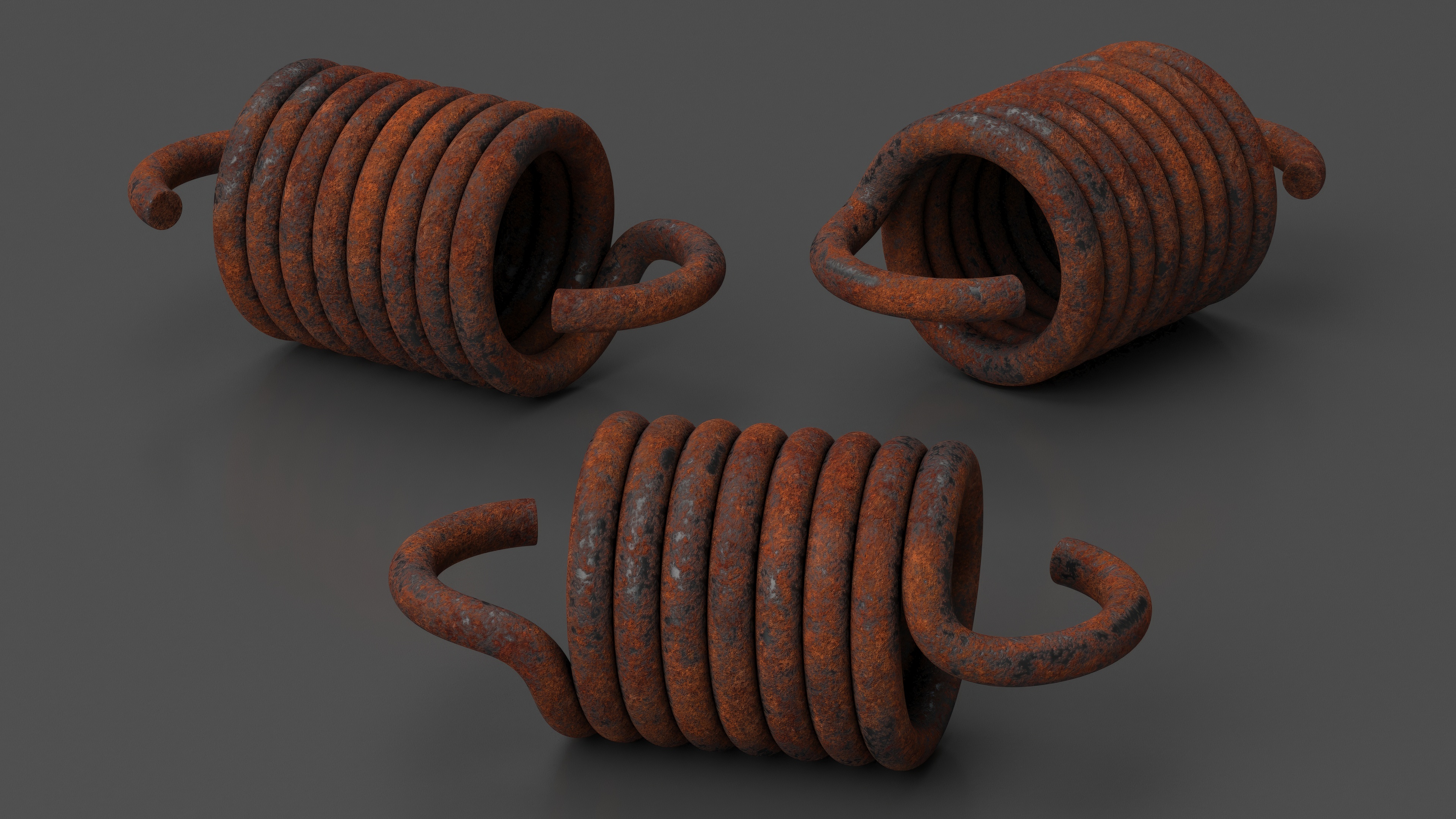 3D Thick Spring Rusty model