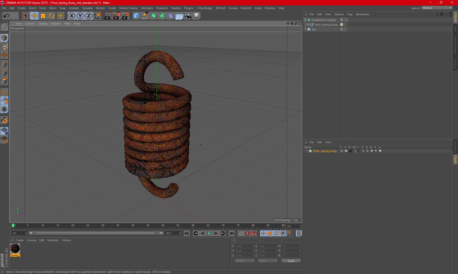 3D Thick Spring Rusty model
