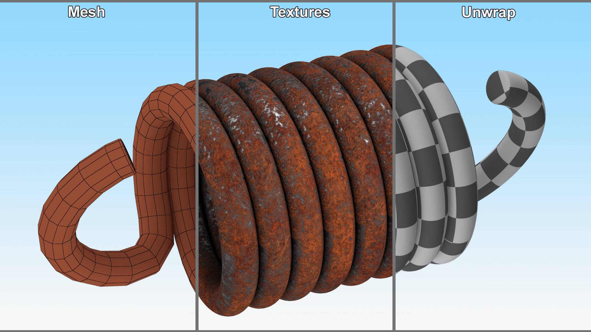 3D Thick Spring Rusty model