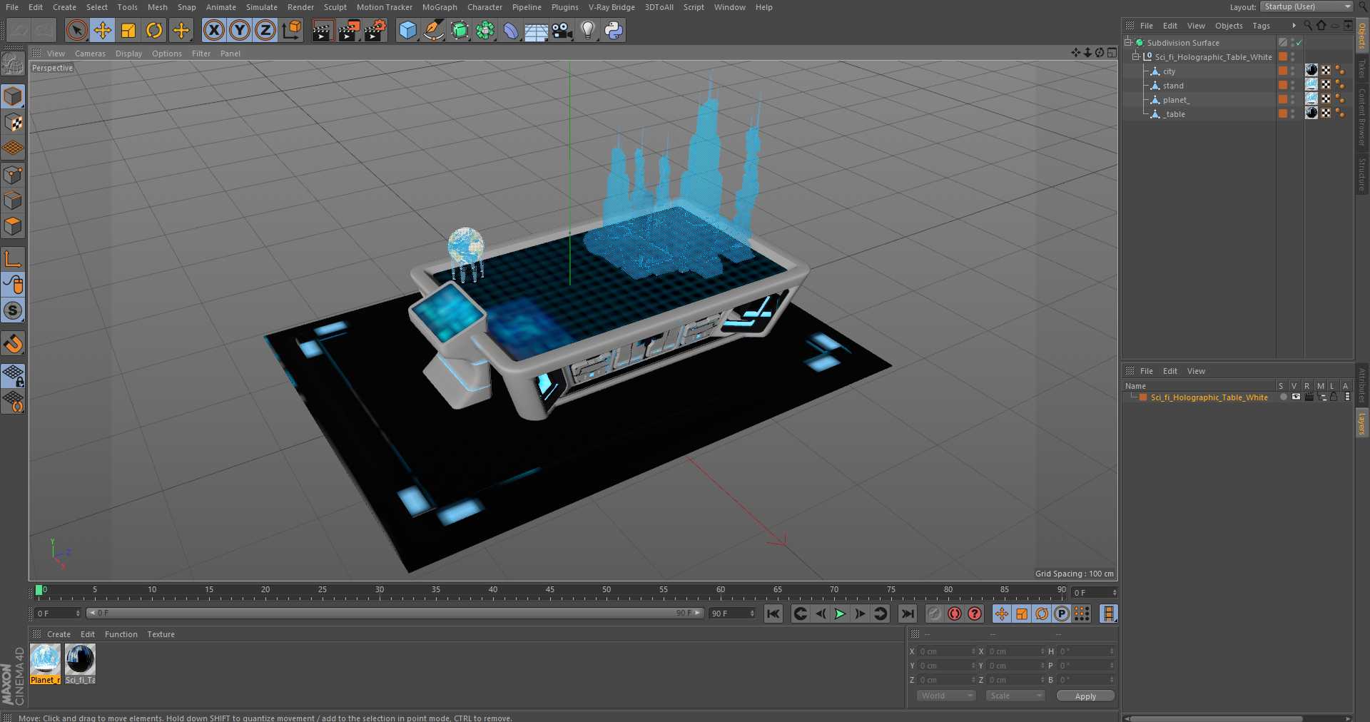 3D model Sci-fi Holographic Table White
